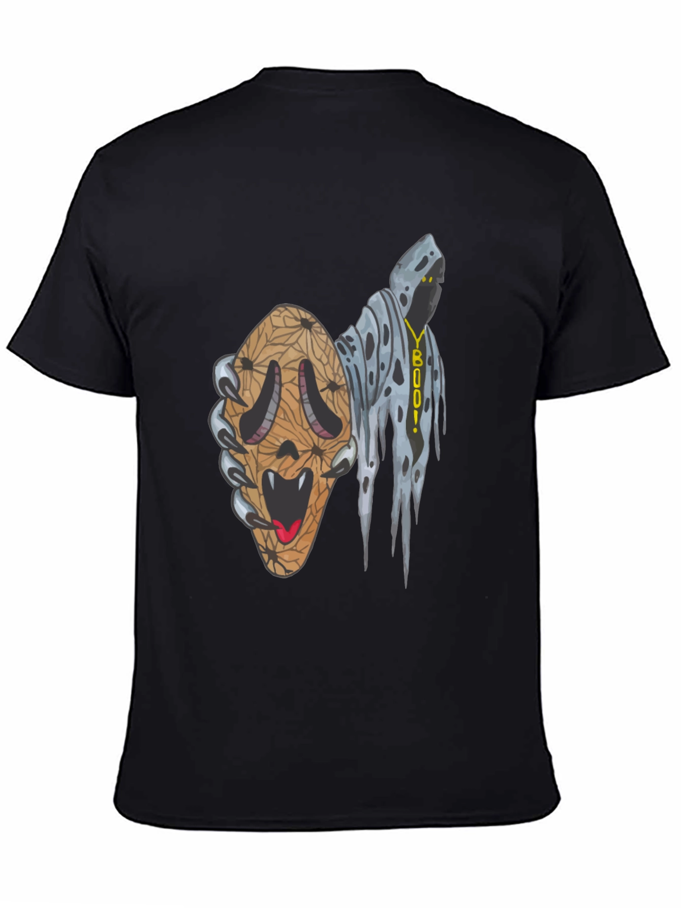 Black Spooky Season Graphic Tee -  Ghost & Scream Mashup! view 4