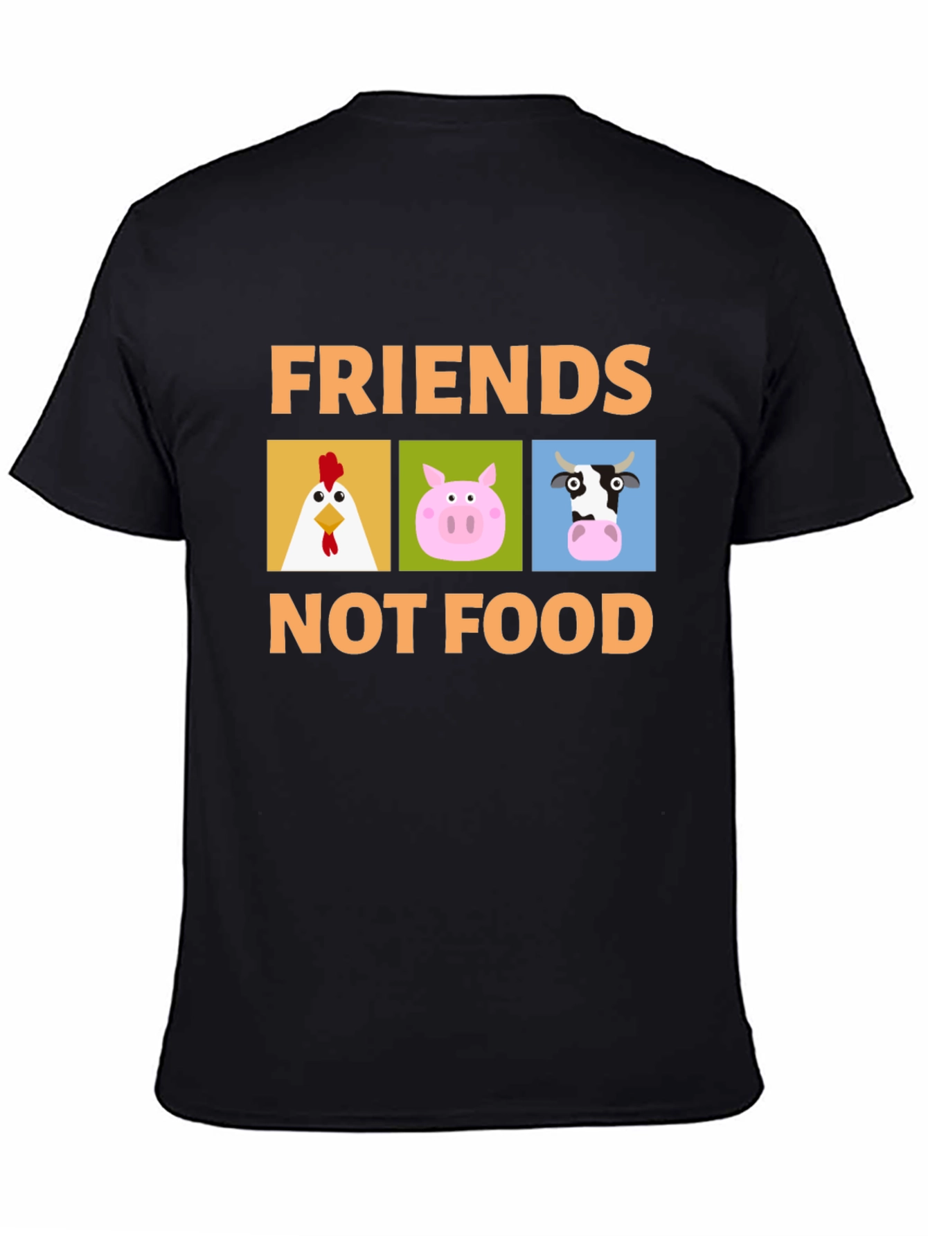 Black Friends Not Food T-Shirt Vegan Animal Lover Tee view 4