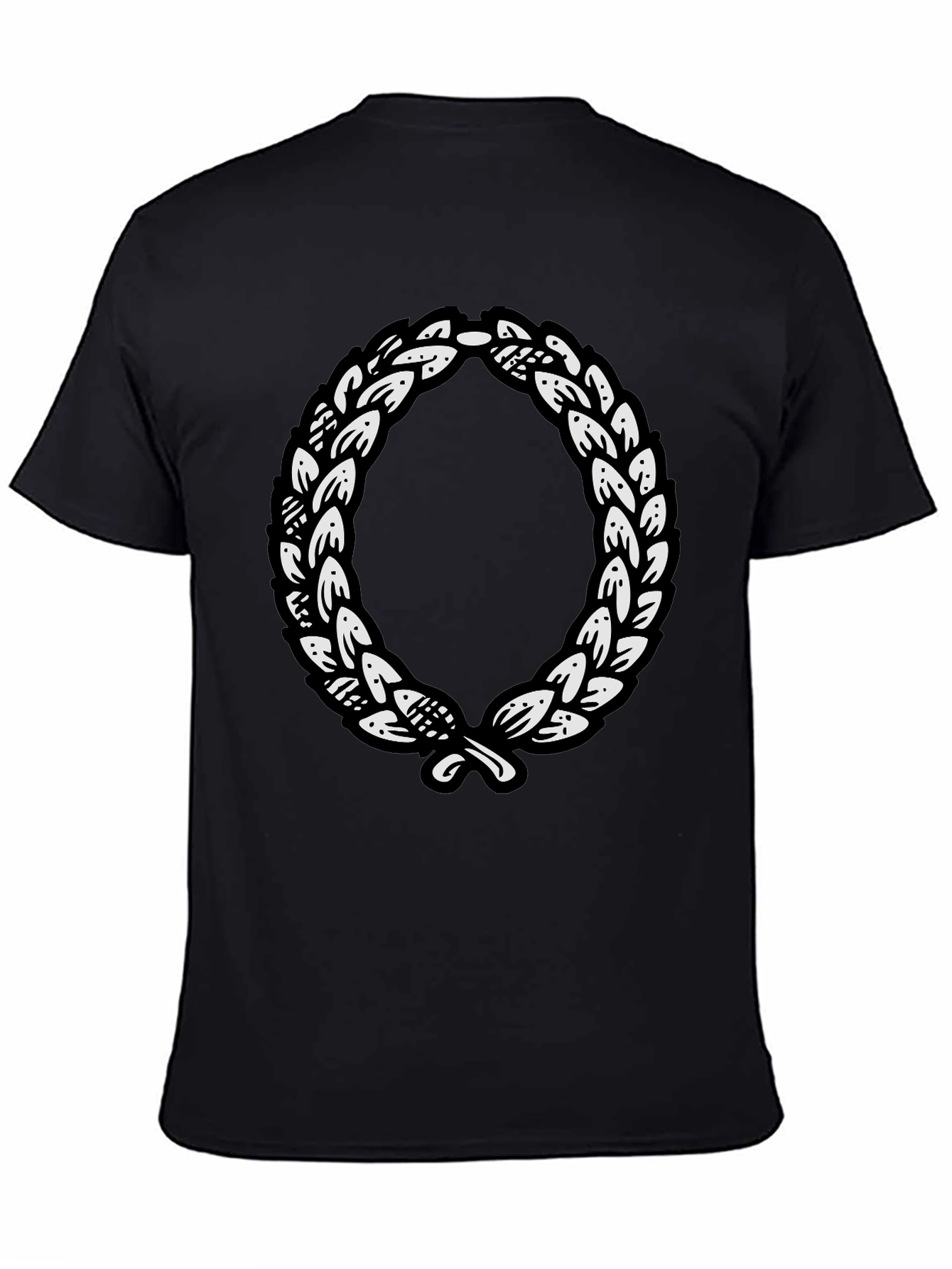 Black Black T-Shirt with Laurel Wreath Graphic view 4