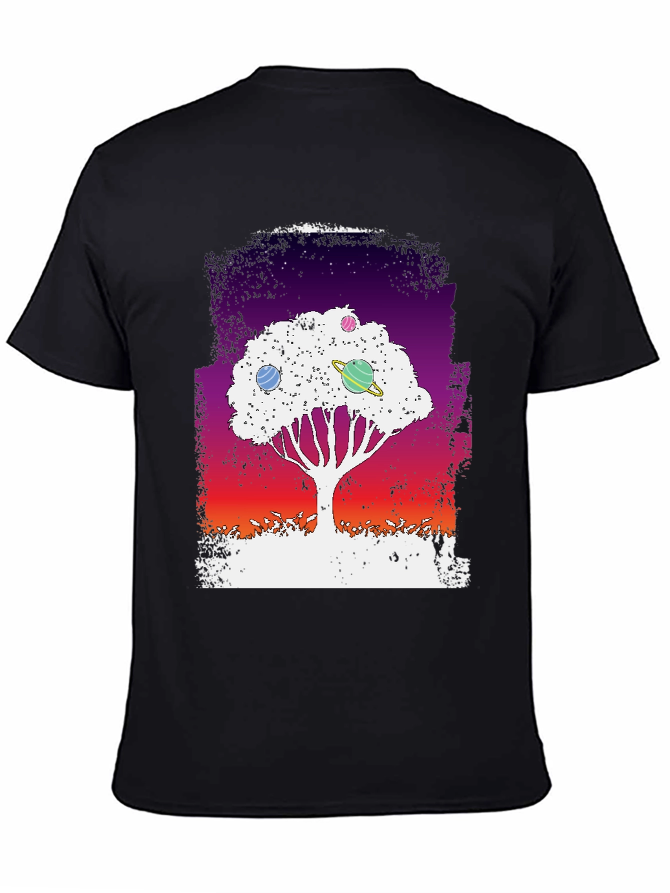 Black Galaxy Tree Graphic Tee - Black Unisex T-Shirt view 4
