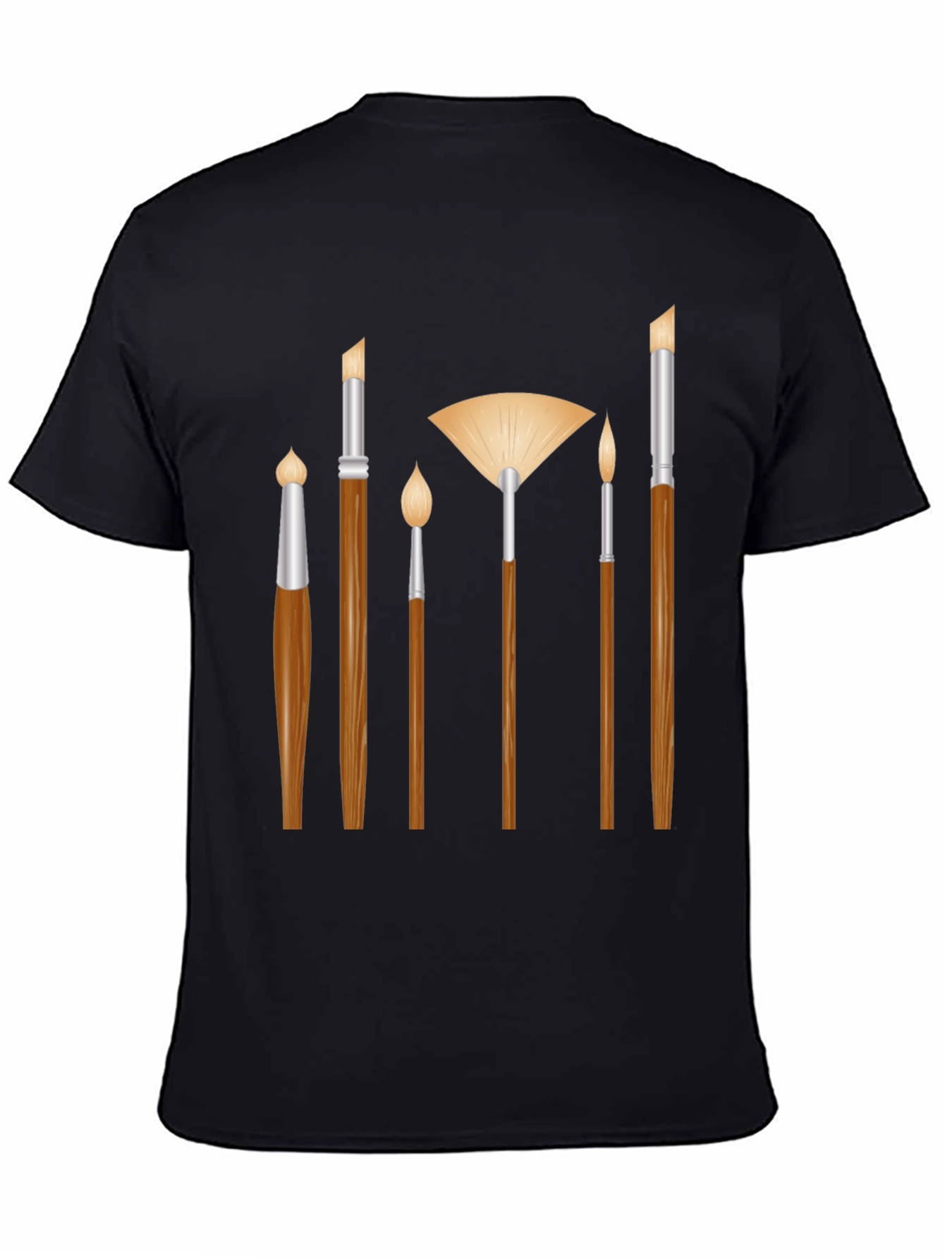 Black Artist Paint Brush Graphic Tee - Black Unisex T-Shirt view 4