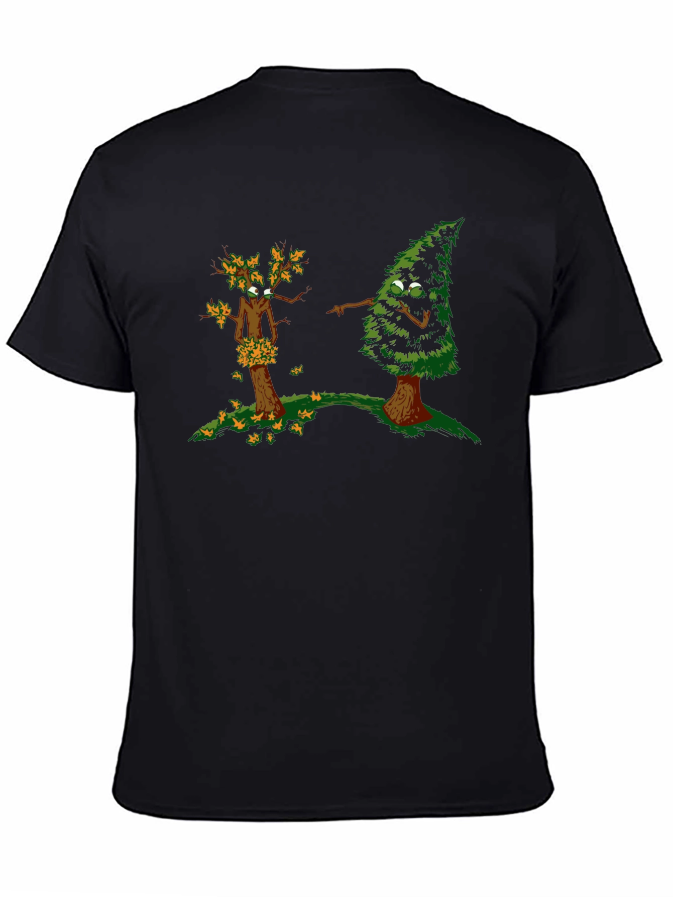 Funny Tree Cartoon Black T-Shirt - 4