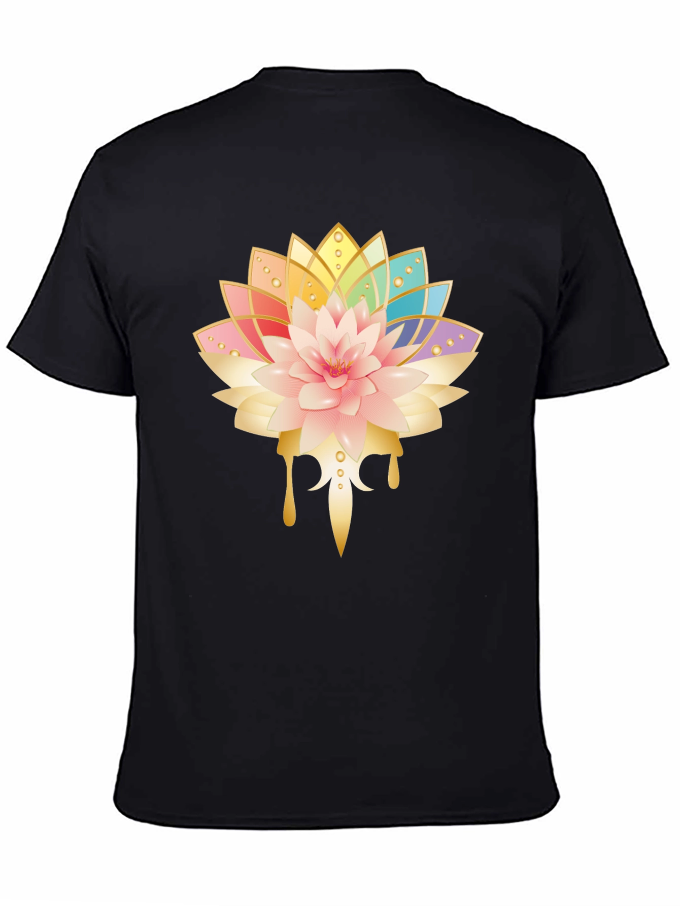 Black Lotus Flower Graphic Black T-Shirt view 4