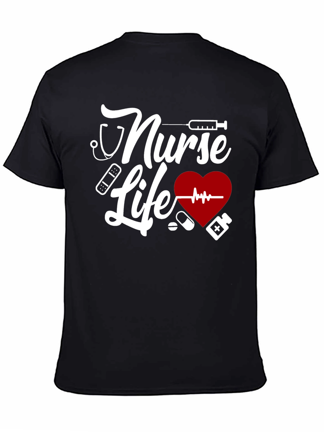 Black Nurse Life Graphic T-Shirt - Black view 4