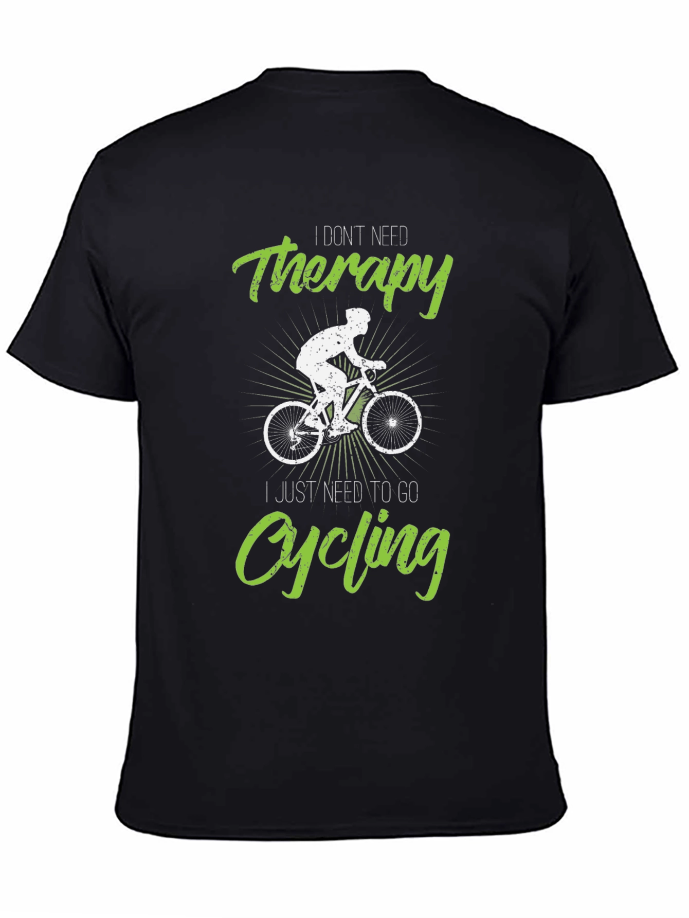 Black Cycling Therapy T-Shirt - Funny Biker Tee view 4