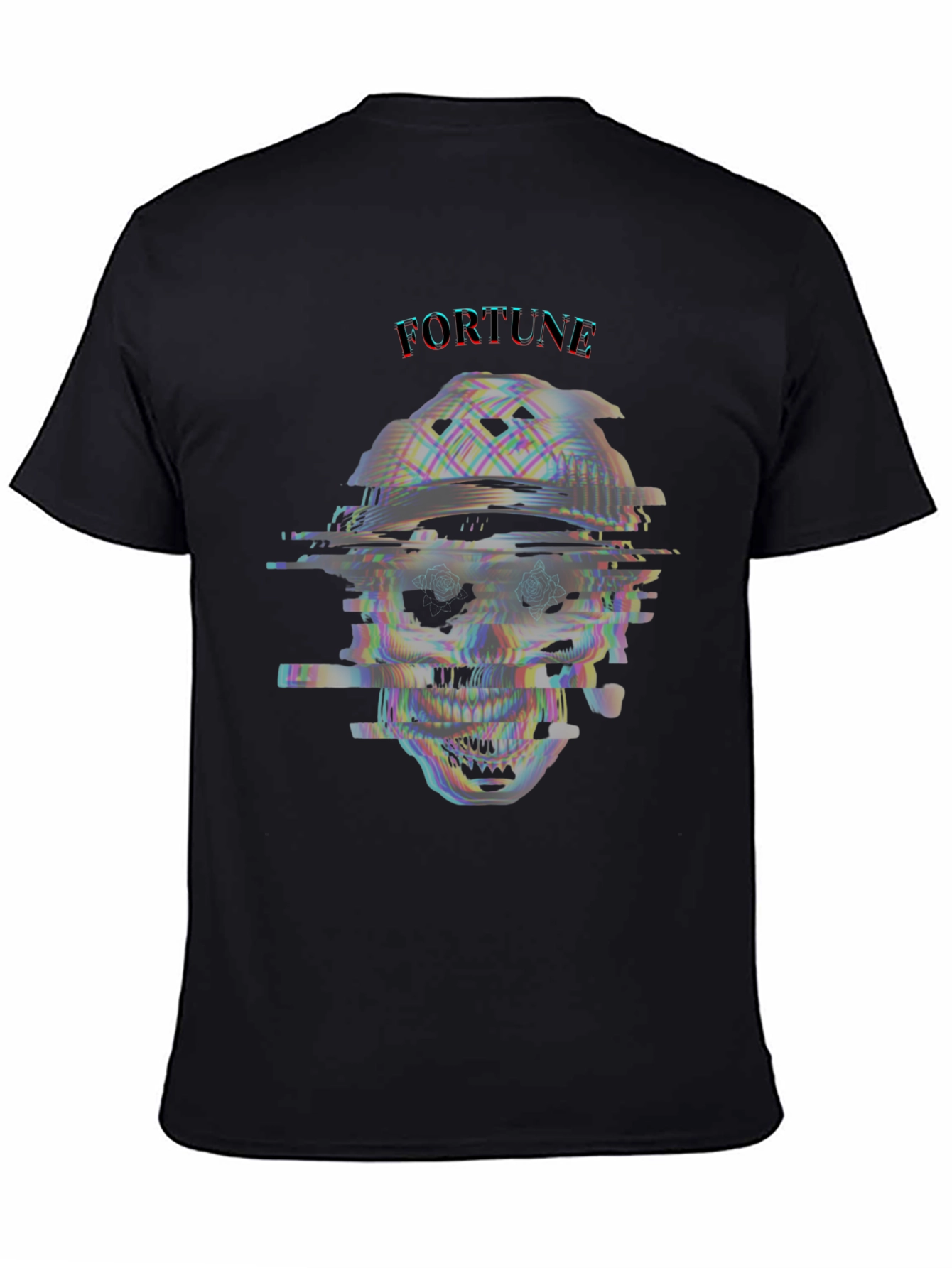 Black Glitch Skull T-Shirt - Fortune Tee view 4