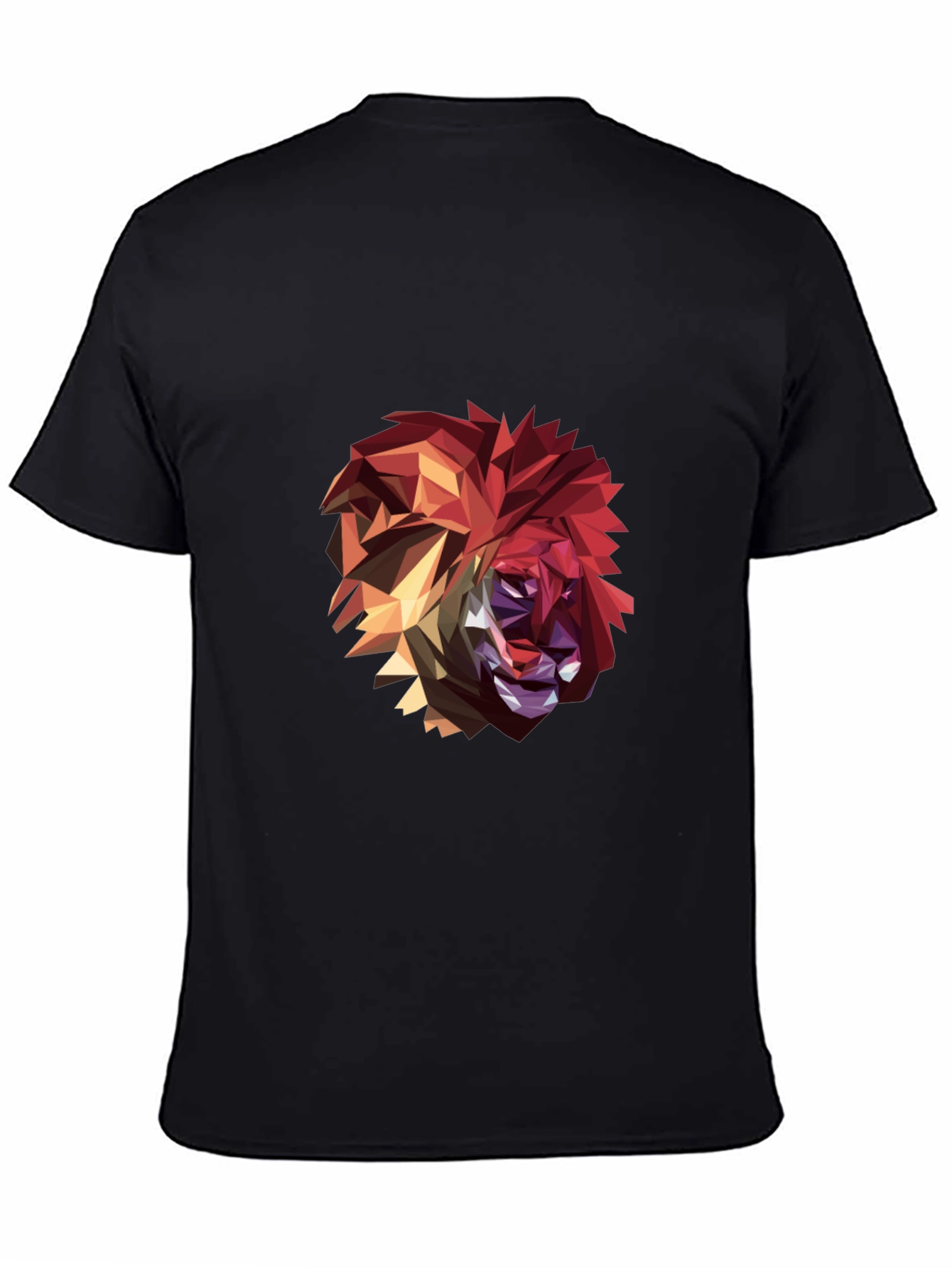 Black Geometric Lion Graphic Black T-Shirt view 4