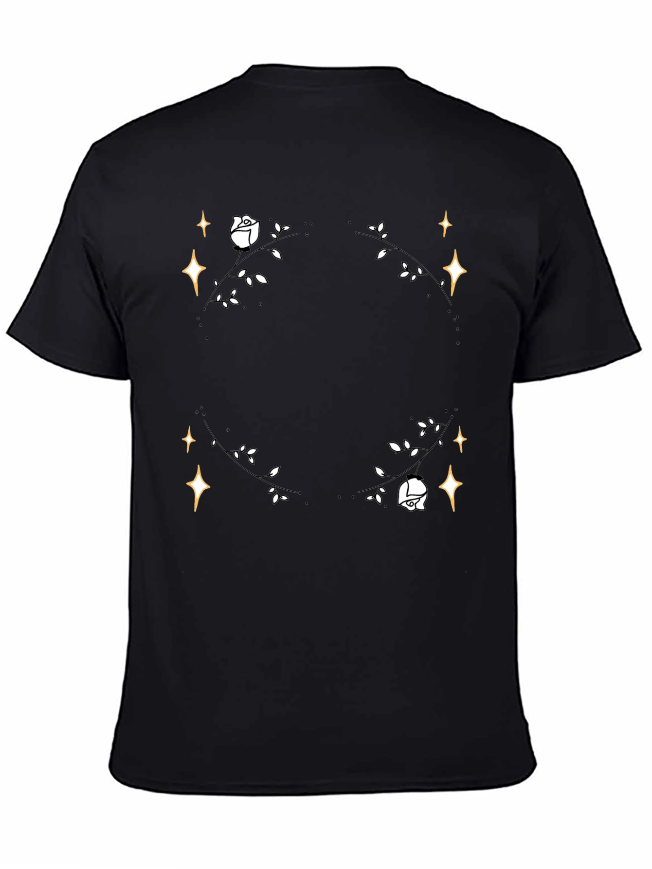 Black Floral Star T-Shirt - Black Cotton Graphic Tee view 4
