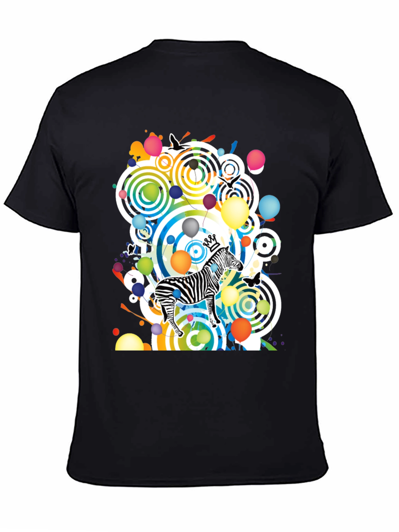 Black Funky Zebra Graphic Tee - Black Cotton T-Shirt view 4