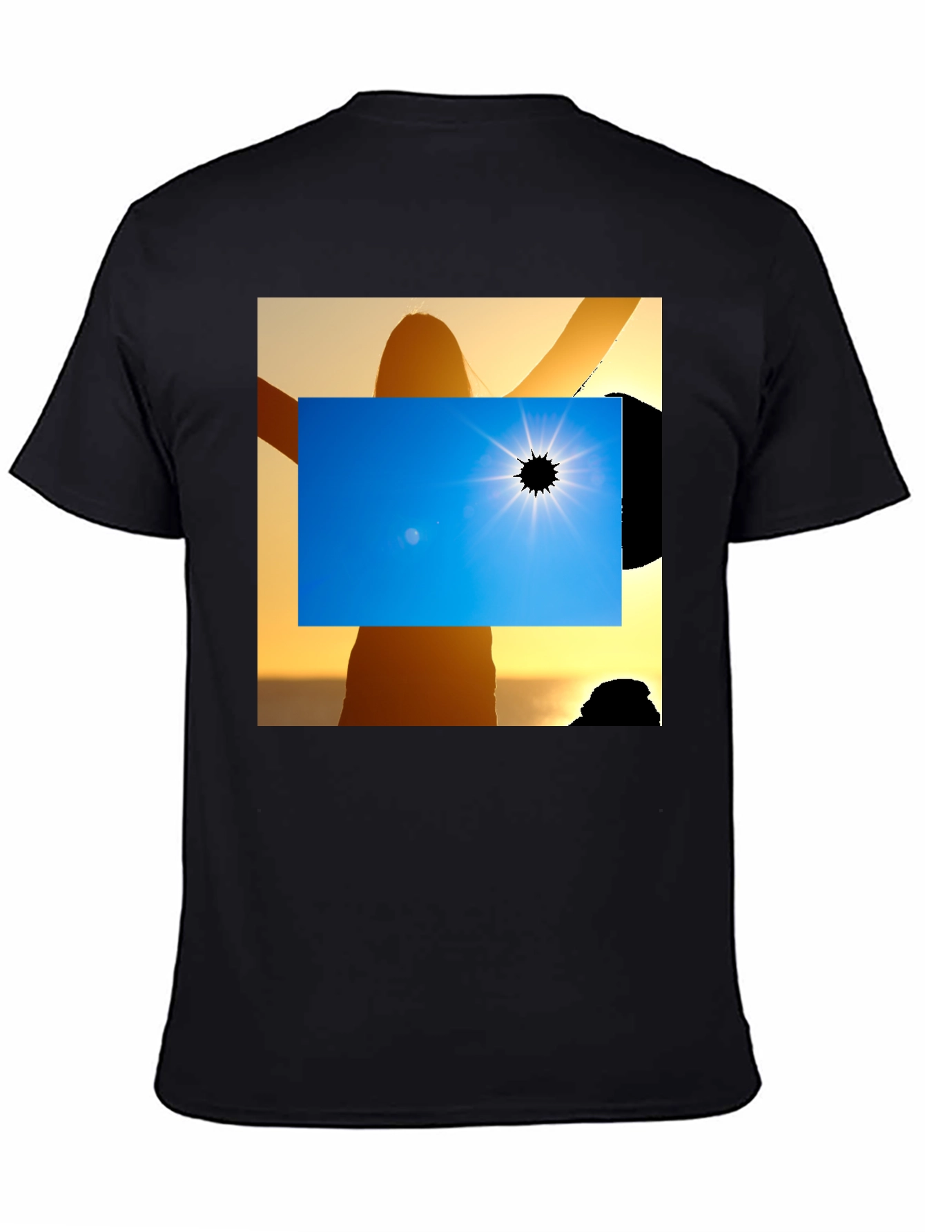 Black Solar Eclipse Graphic Tee - Black Cotton Shirt view 4