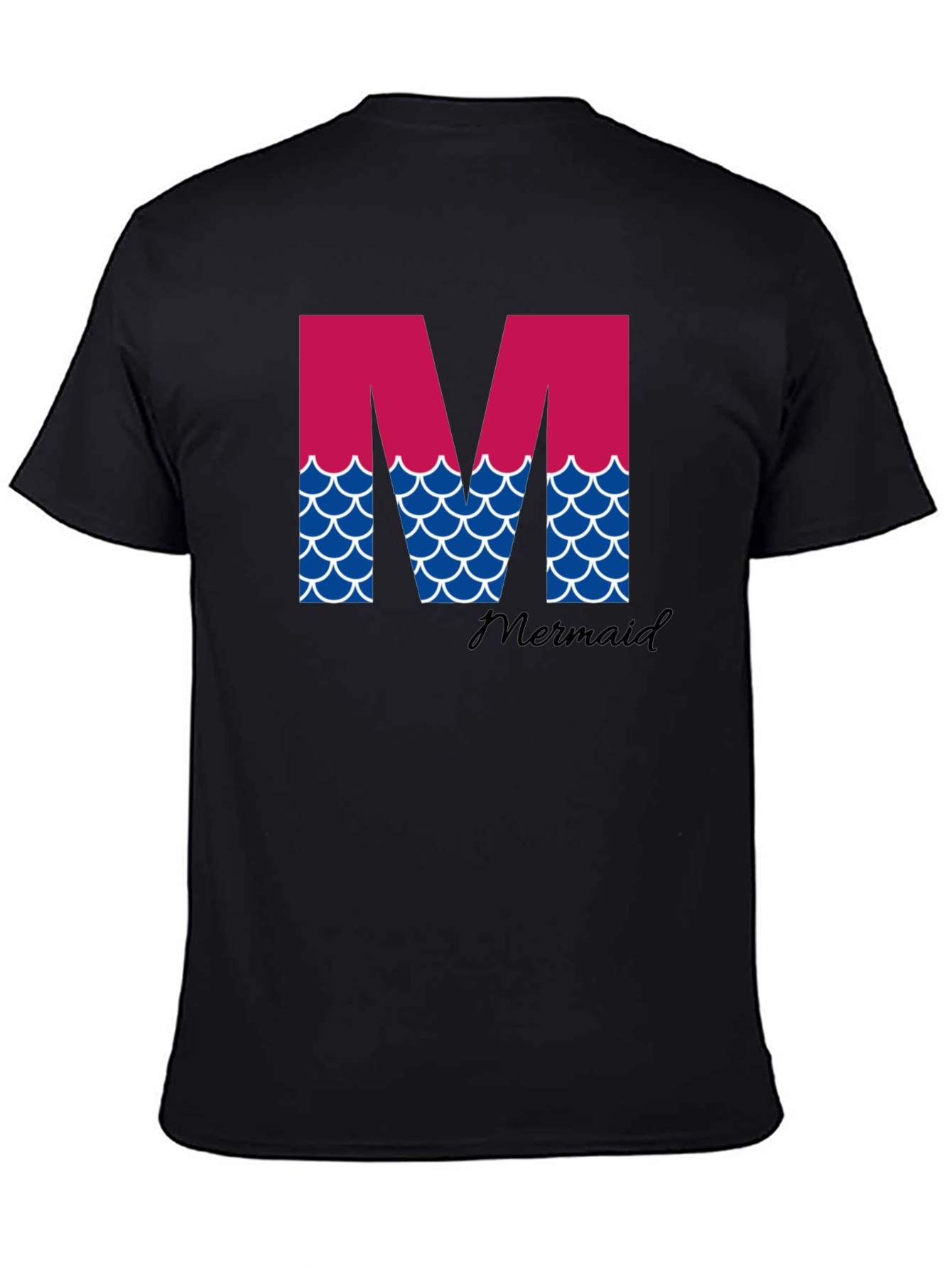 Black Mermaid Initial 'M' T-Shirt view 4