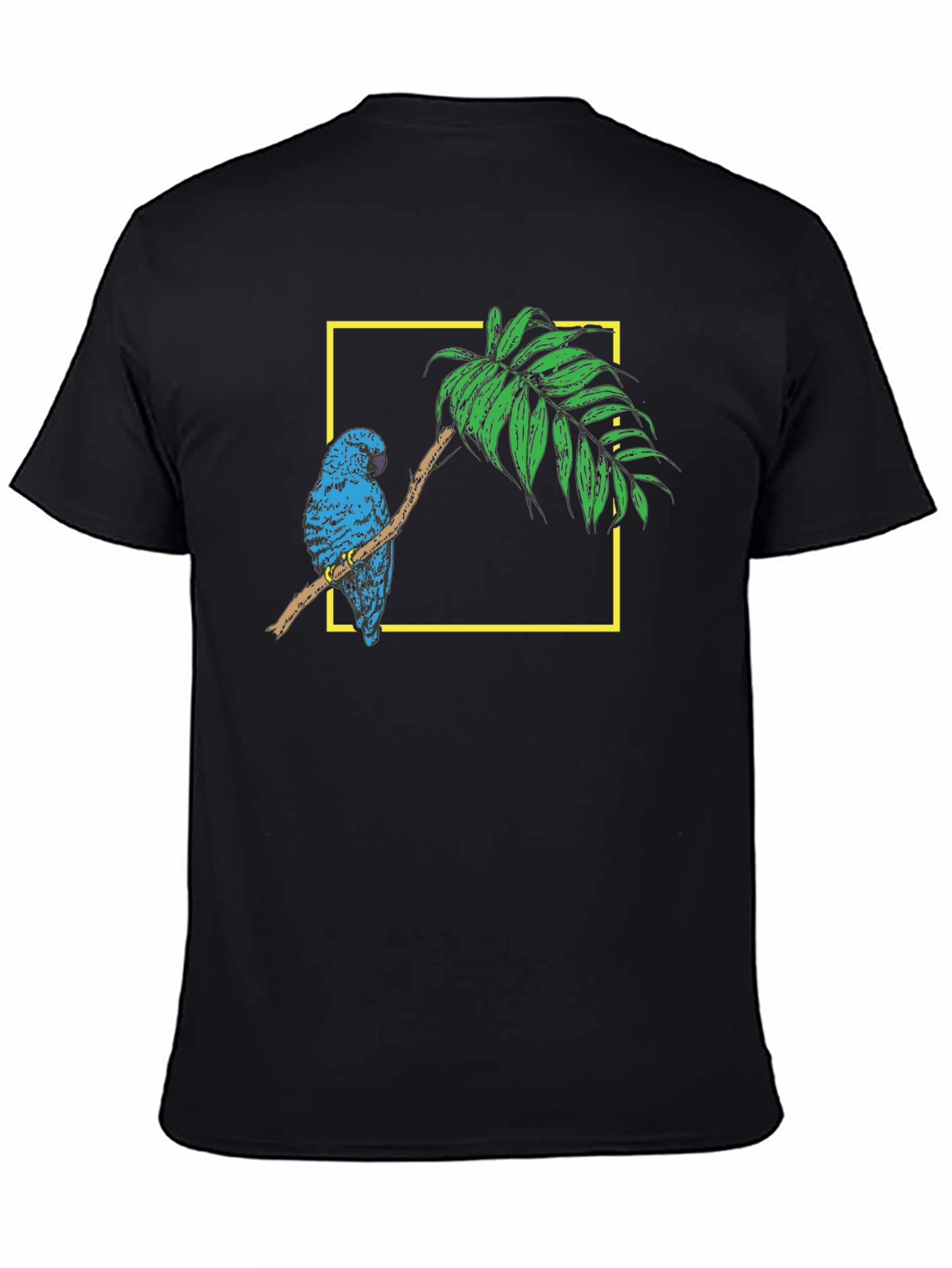 Black Parrot on Branch Black Graphic Tee view 4