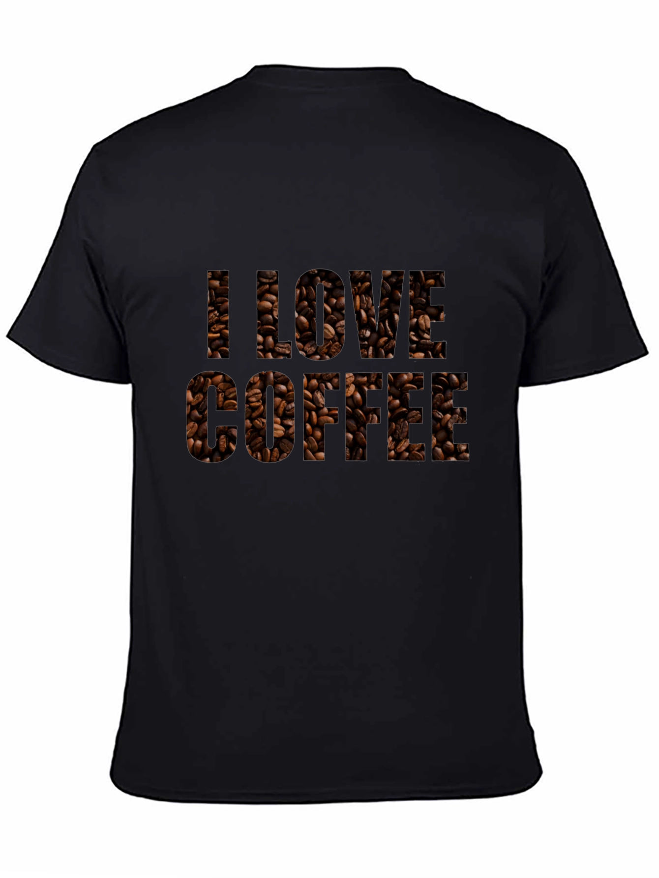 Black I Love Coffee Bean Print Black T-Shirt view 4