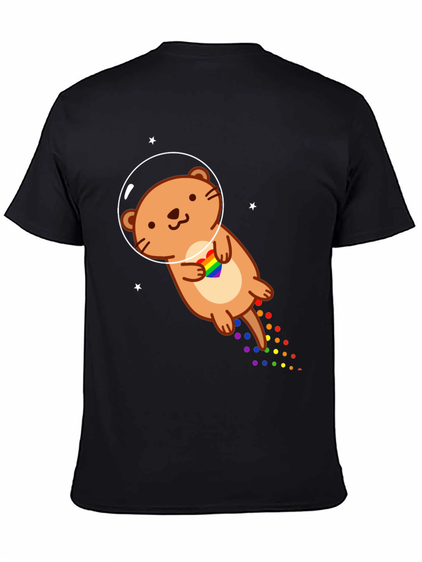 Black Space Otter LGBT Pride T-Shirt view 4