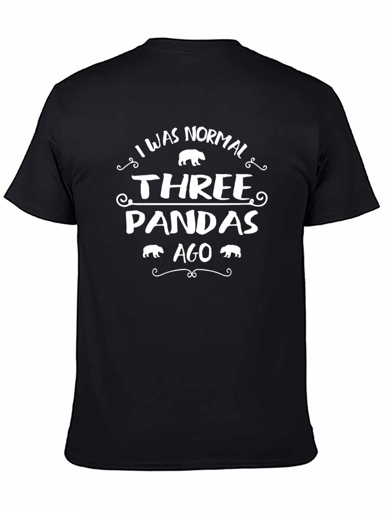 Black Funny Three Pandas Ago Graphic T-Shirt view 4