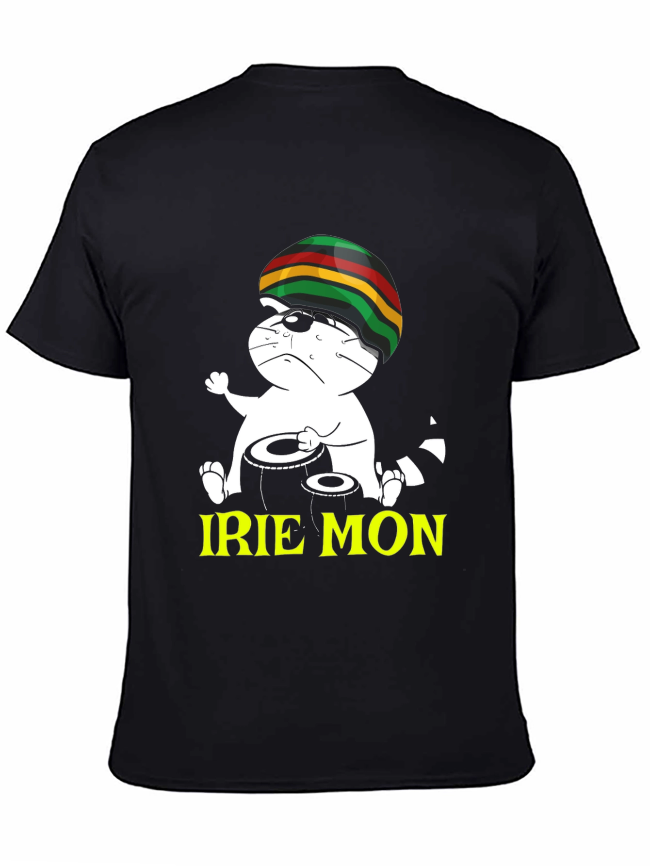 Black Irie Mon Rastafarian Cat Black T-Shirt view 4