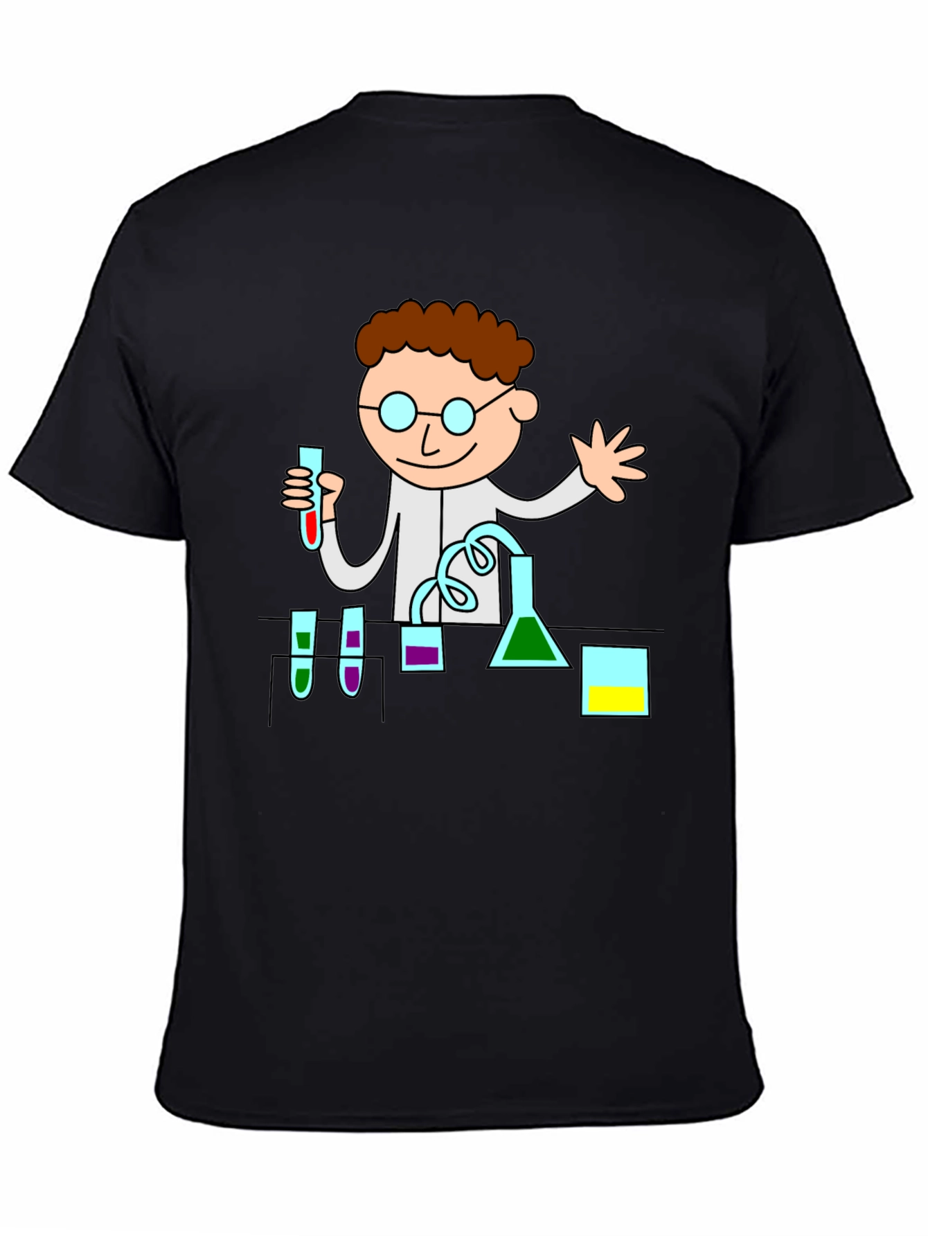 Black Scientist Graphic Tee - Black Cotton T-Shirt view 4