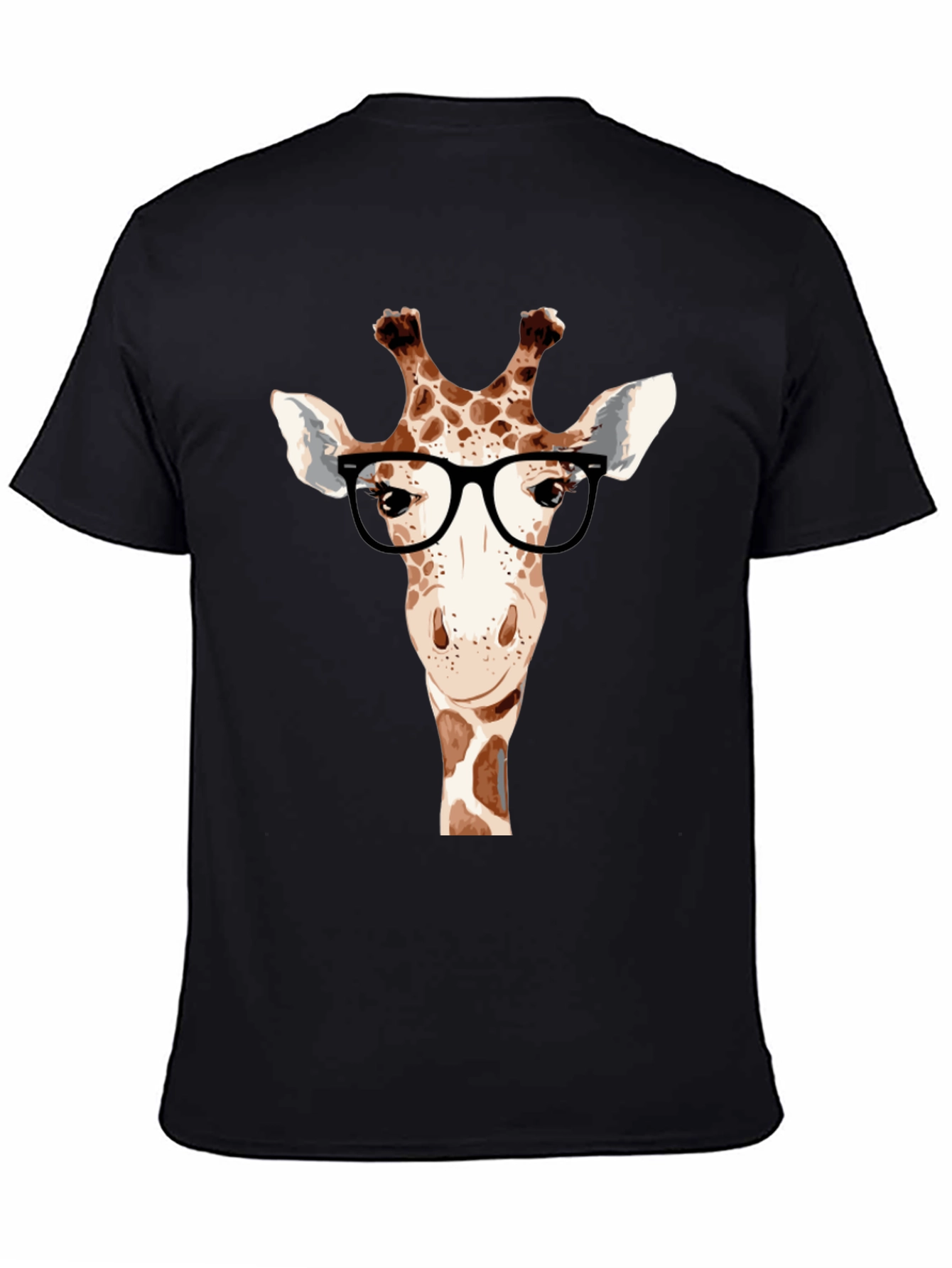 Black Giraffe with Glasses T-Shirt - Black view 4