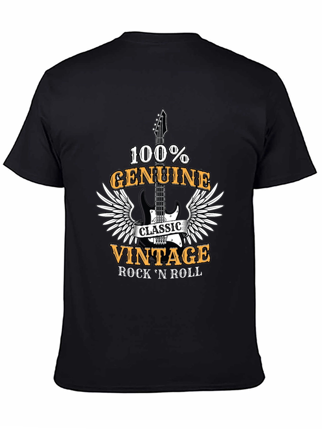 Black Vintage Rock 'n' Roll 100% Genuine T-Shirt view 4