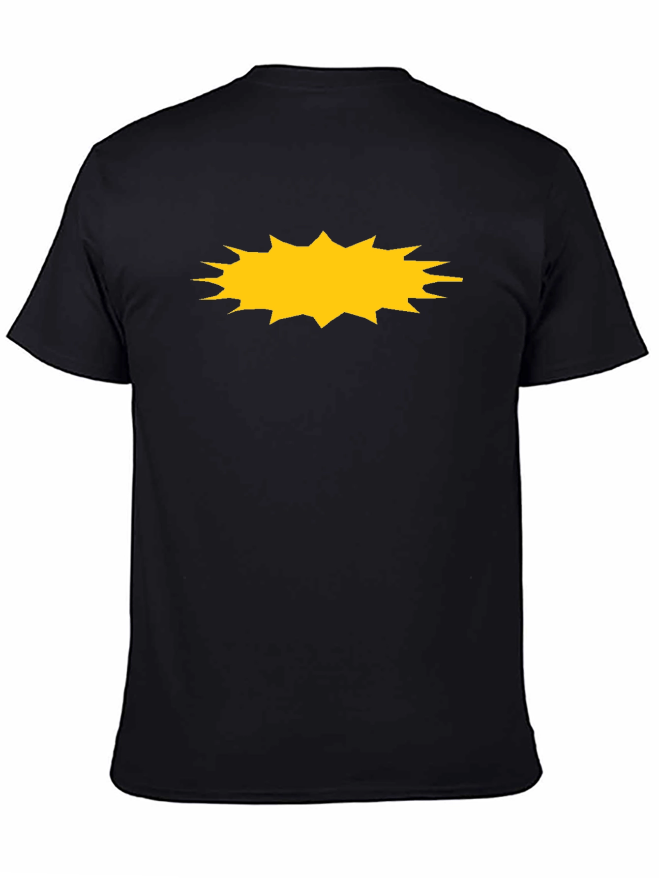 Black Men's Black T-Shirt with Yellow Burst Design view 4