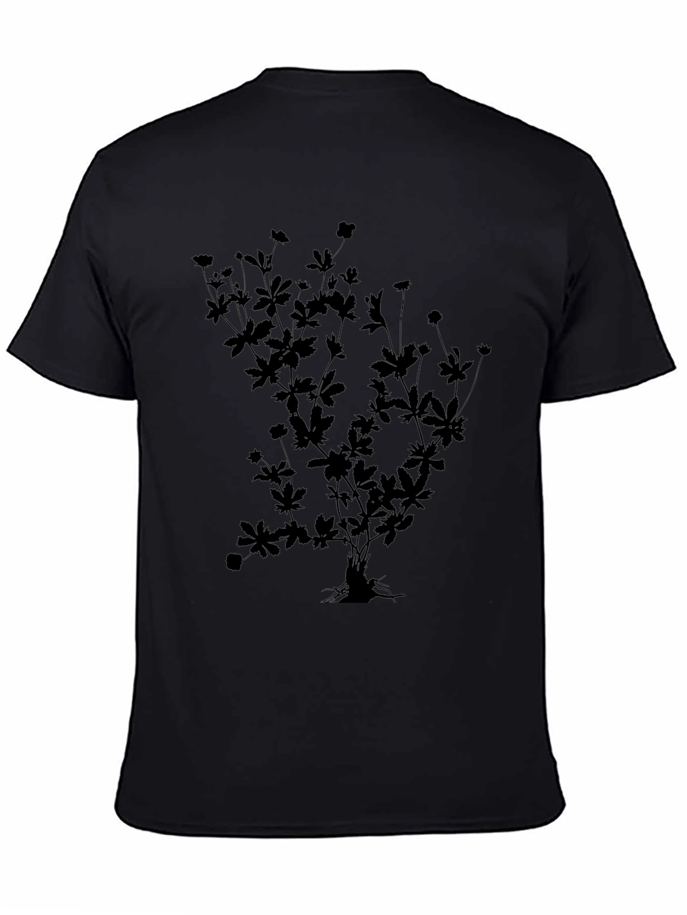 Black Botanical Silhouette Black T-Shirt view 4