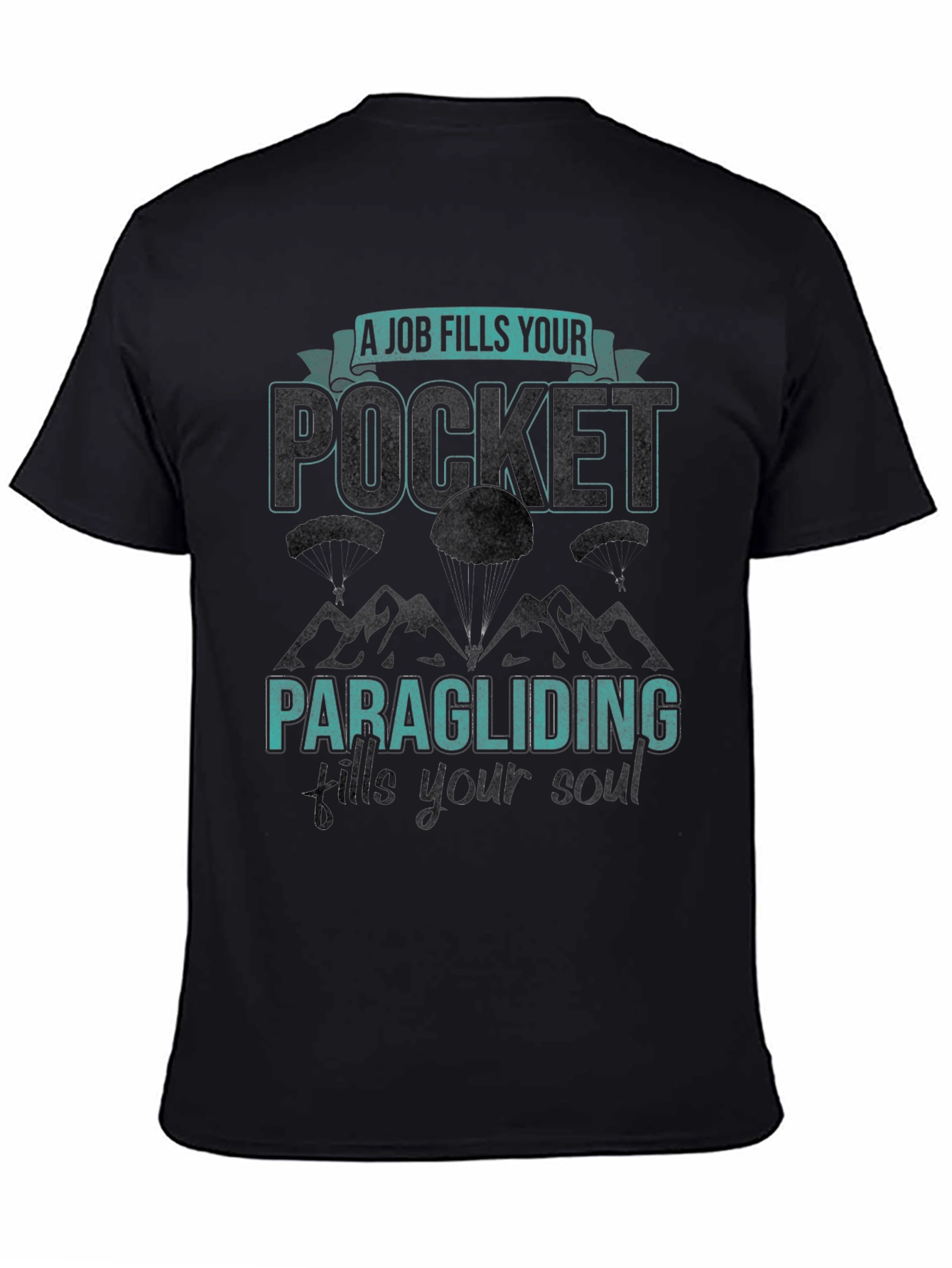 Black Paragliding Fills Your Soul Black Graphic Tee view 4