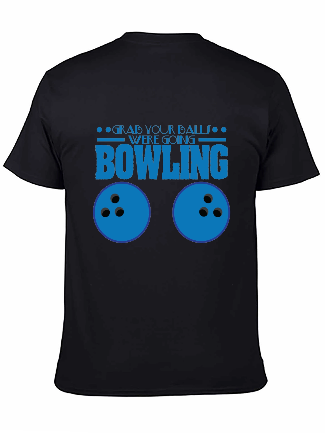 Black Grab Your Balls Bowling T-Shirt Funny Graphic Tee view 4
