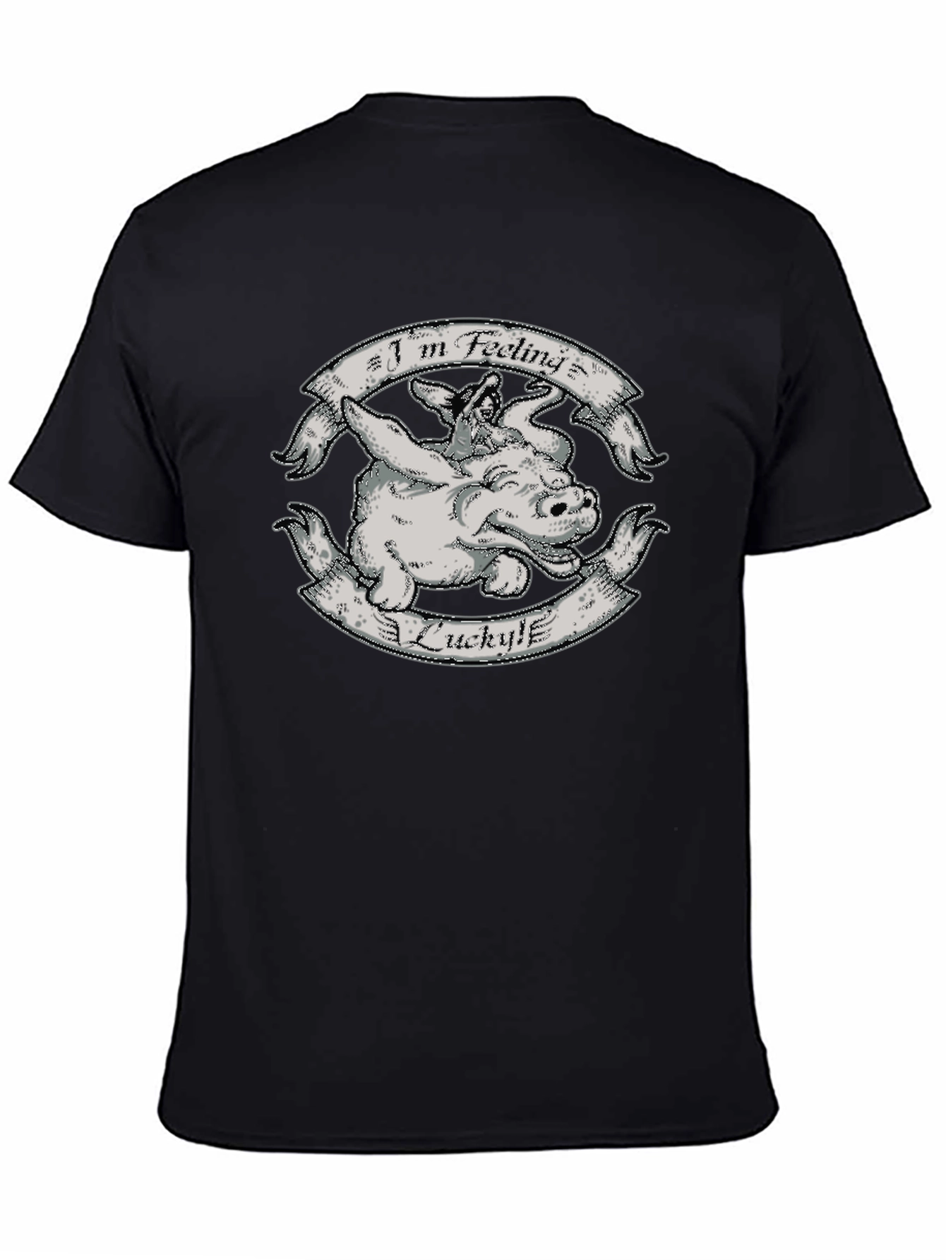 Black Lucky Pig Graphic Print Black T-Shirt view 4