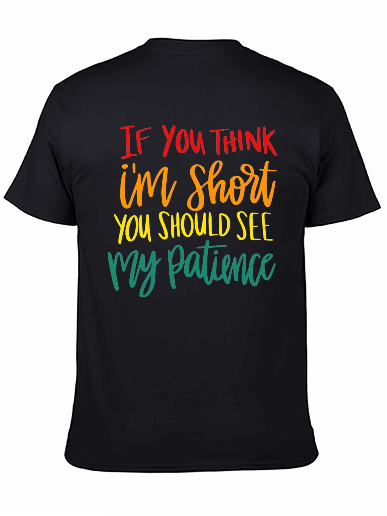 Black Humorous Short Patience Graphic T-Shirt view 4