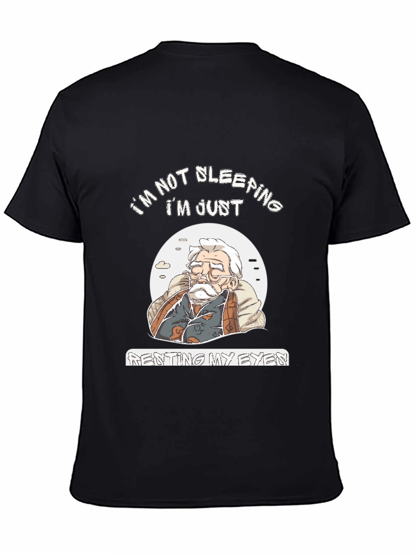 Black Funny "I'm Not Sleeping" Graphic T-Shirt view 4