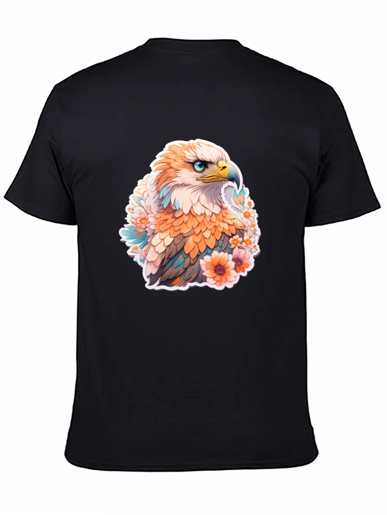 Floral Eagle Graphic Tee - Men's Black T-Shirt - 4