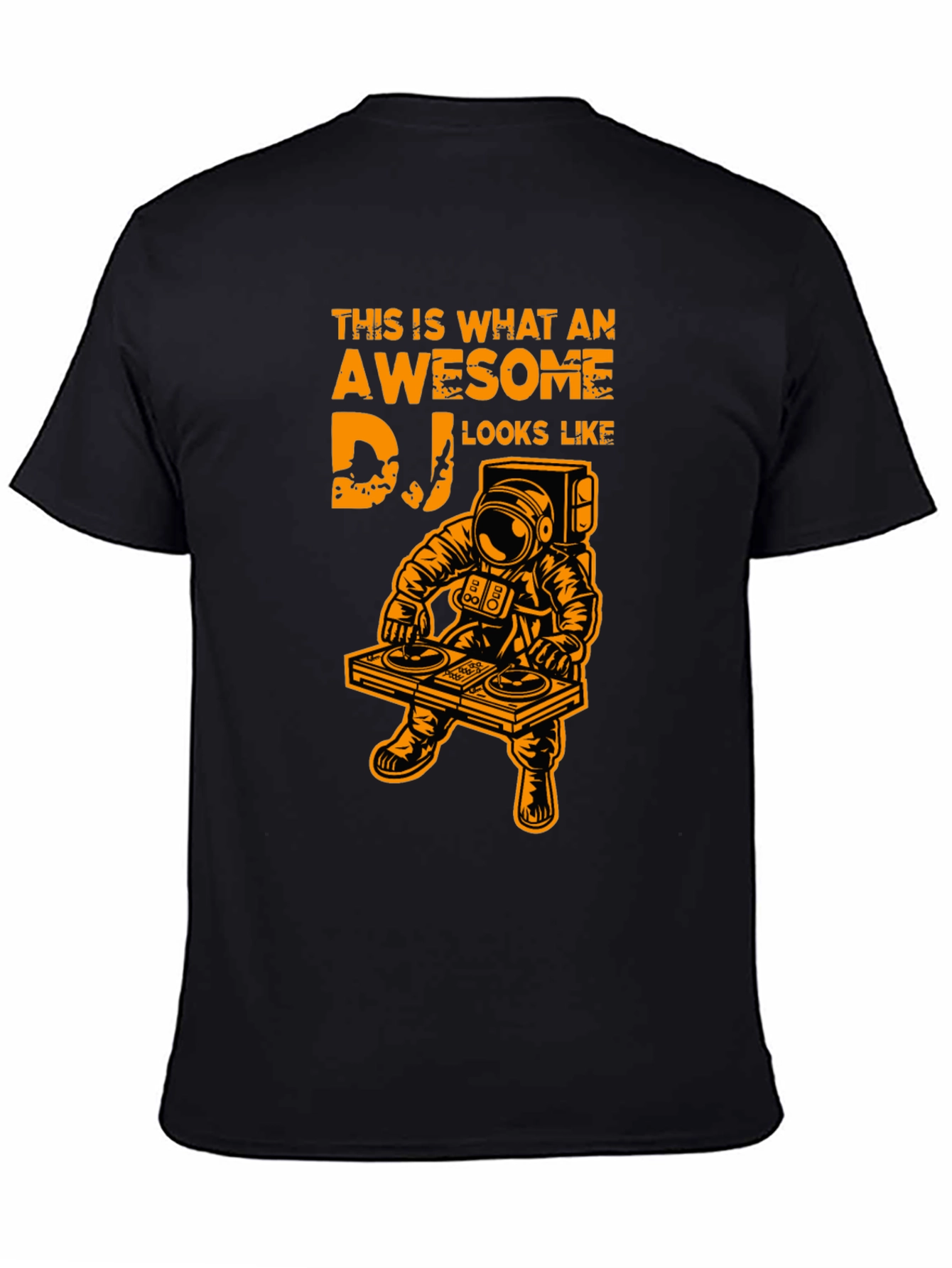 Black Awesome DJ Astronaut Graphic Tee - Black Cotton T-Shirt view 4