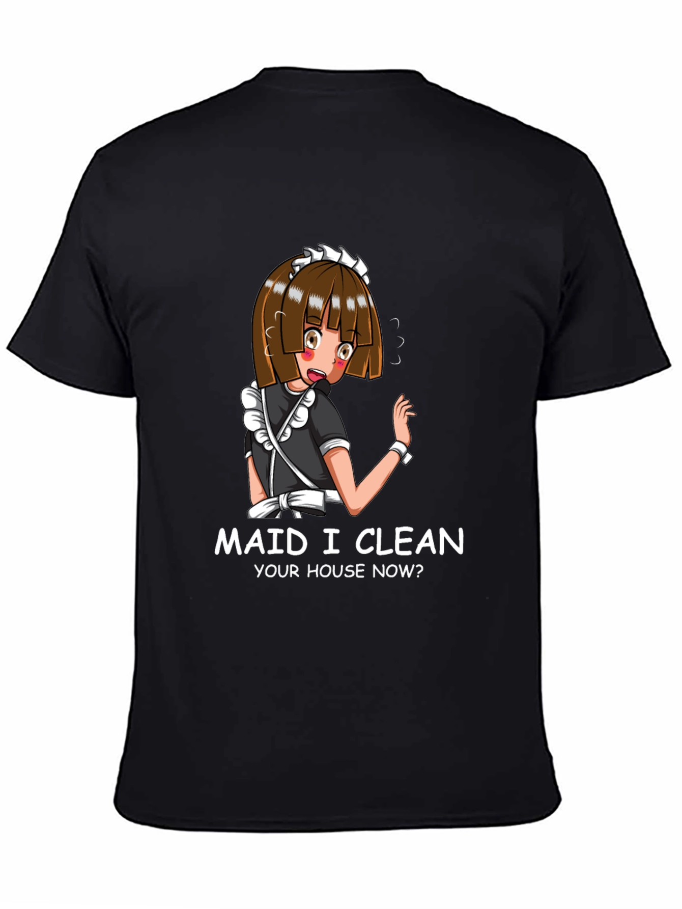 Black Anime Maid Graphic T-Shirt view 4