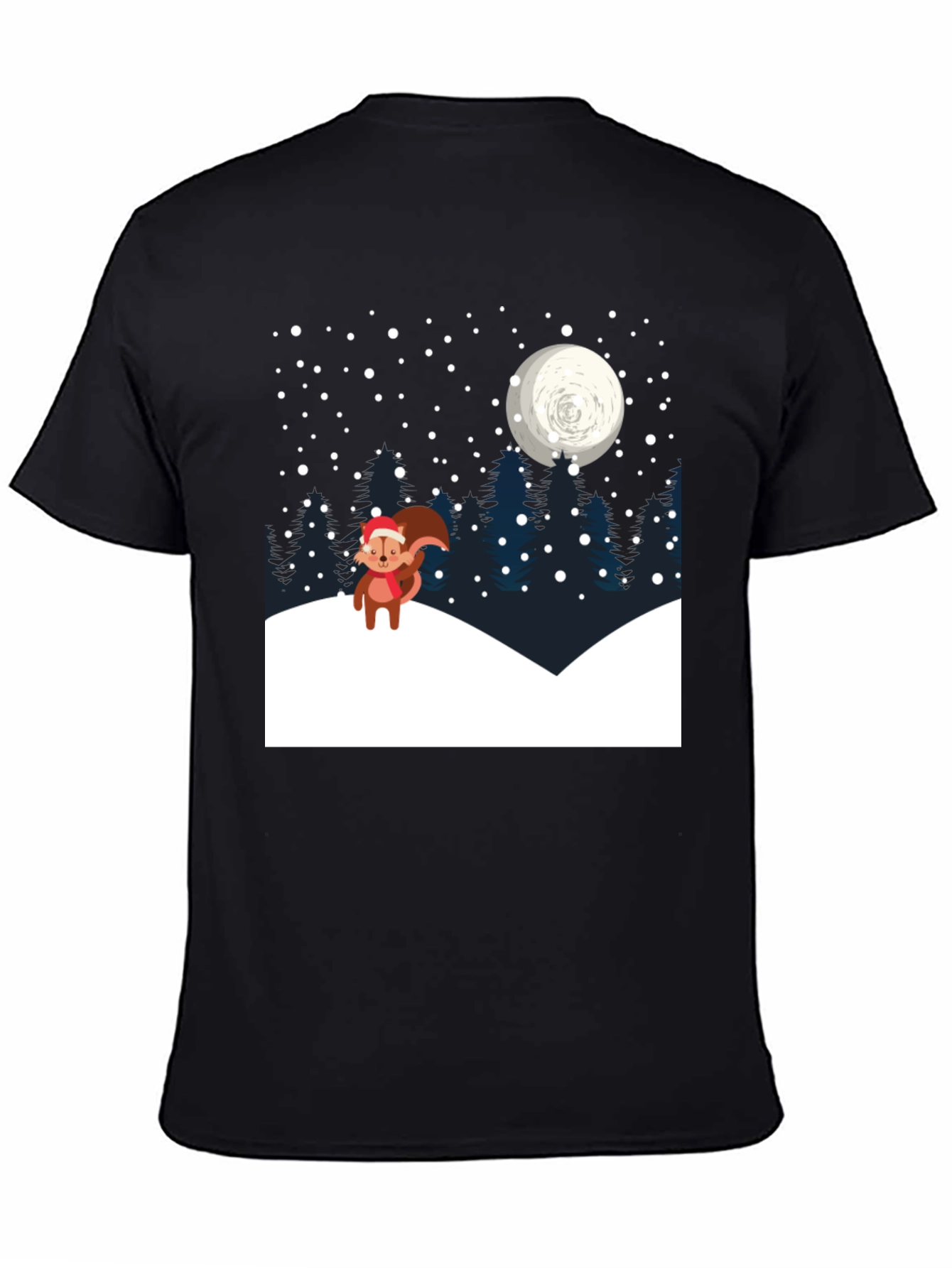 Winter Squirrel T-Shirt: Holiday Night Scene Graphic Tee - 4
