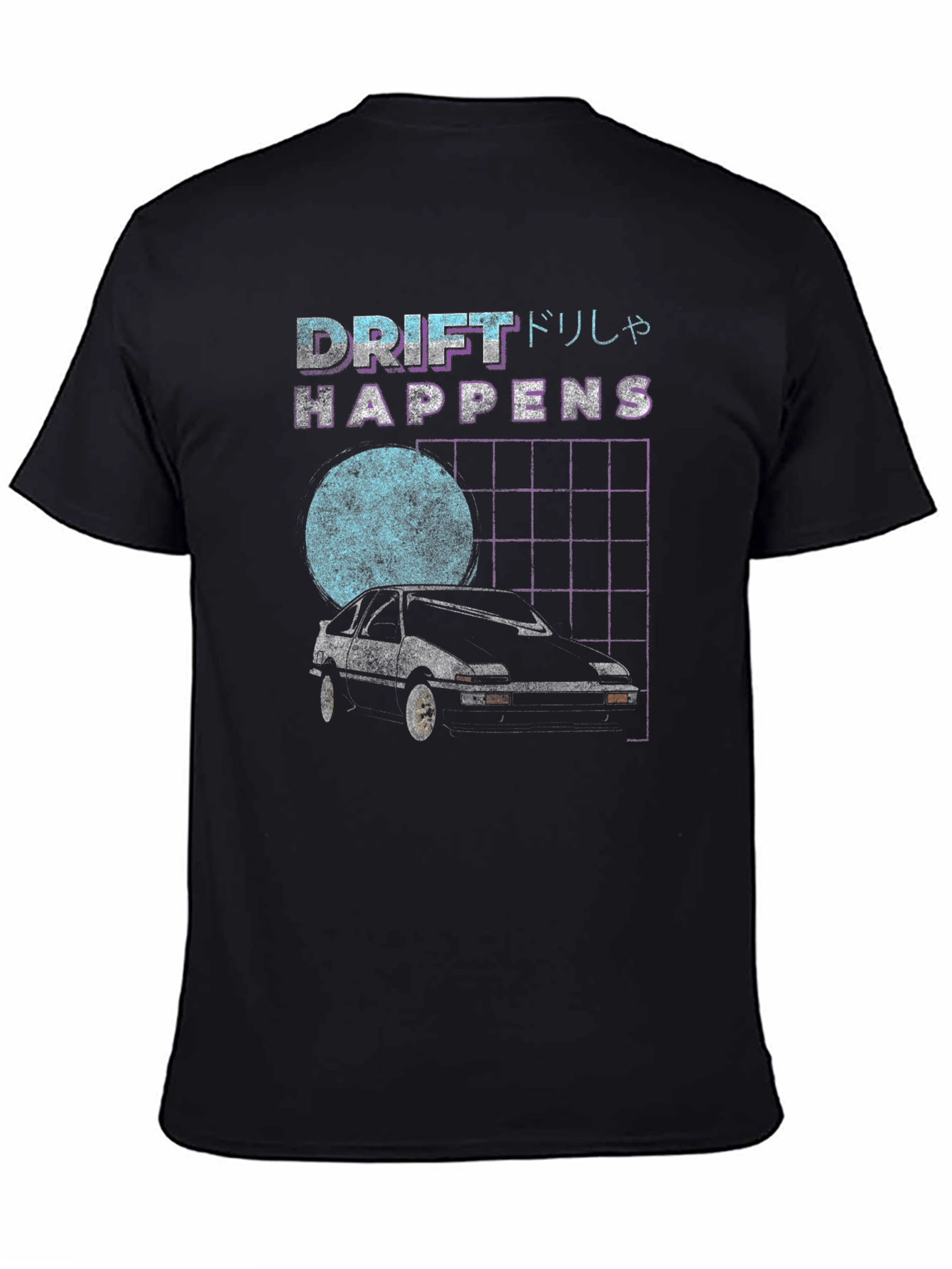 Black Drift Happens Graphic Tee - Retro Car Design view 4