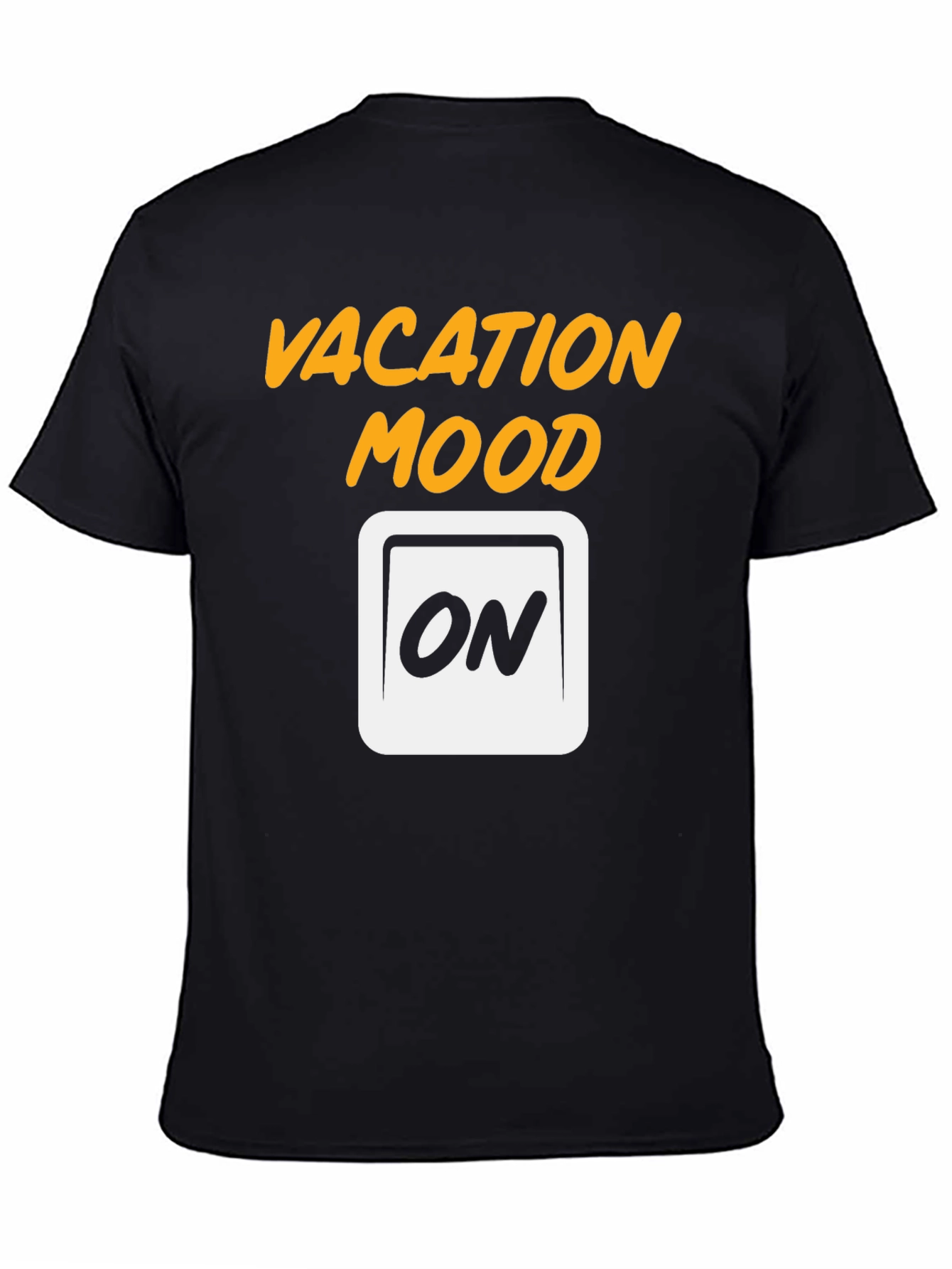 Black Vacation Mode On Graphic Tee - Black Cotton T-Shirt view 4