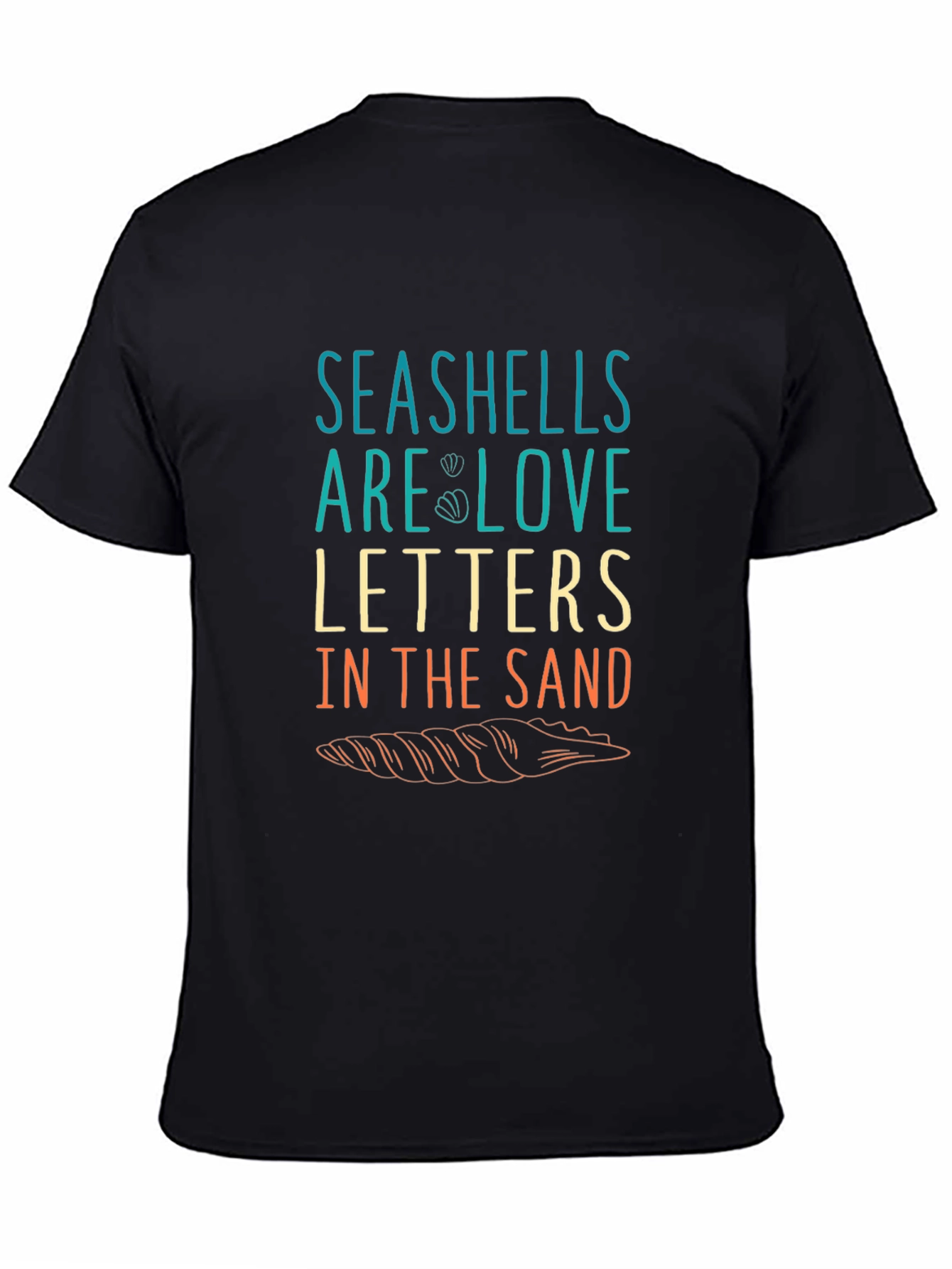 Black Seashells Love Letters Graphic T-Shirt - Black view 4
