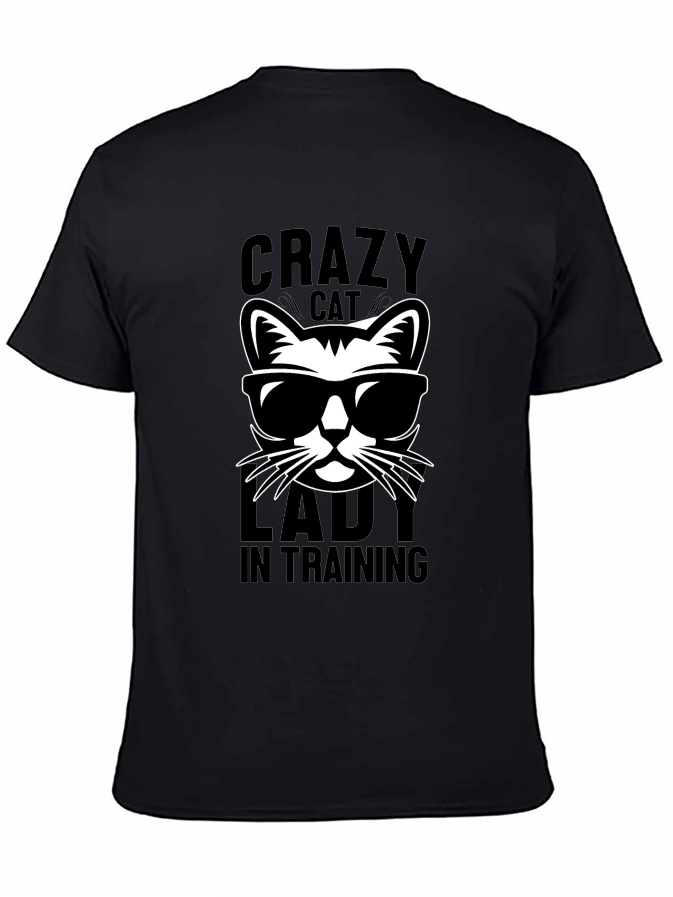 Black Crazy Cat Lady T-Shirt, Funny Cat Lover Tee view 4