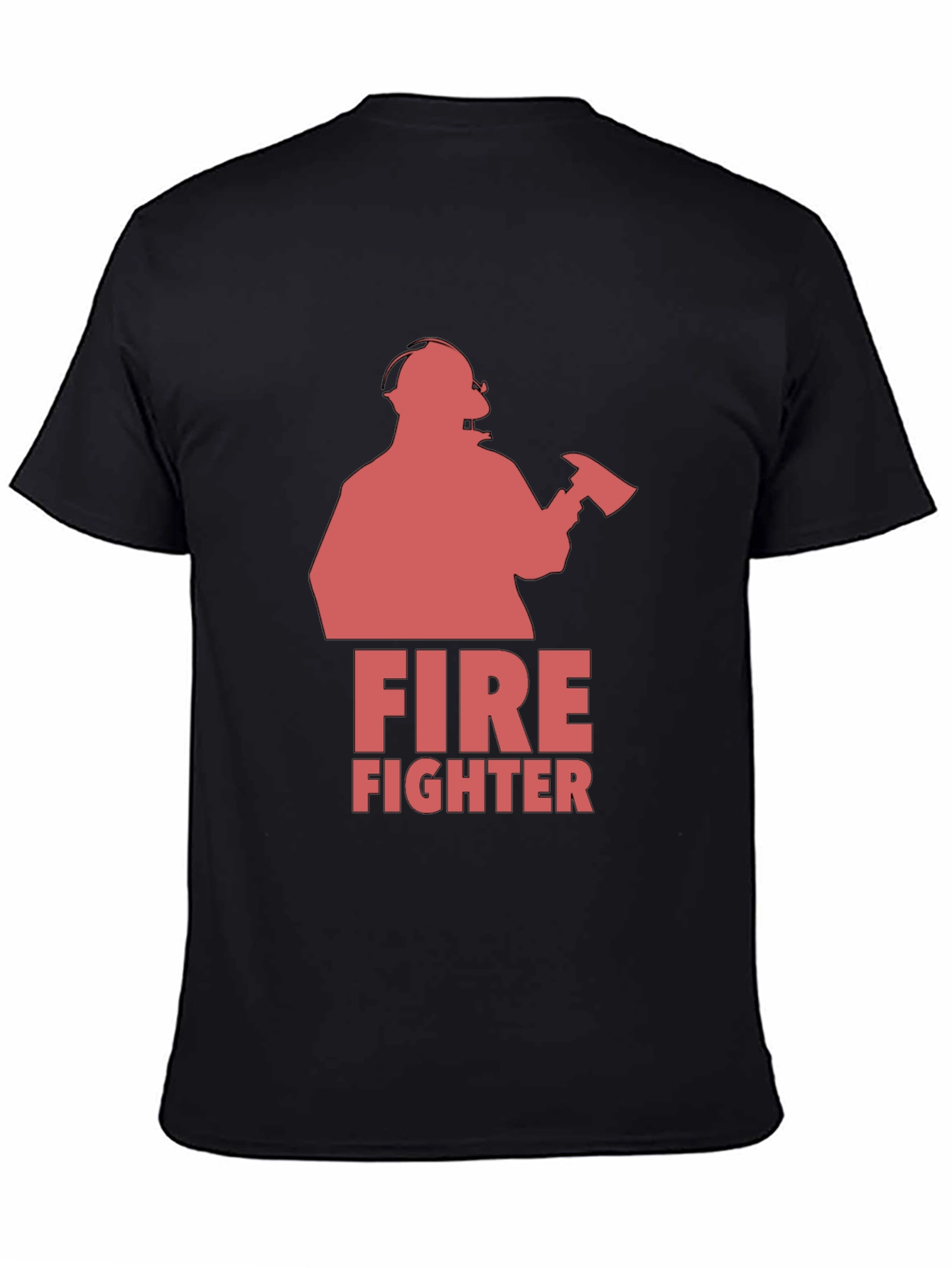 Black Firefighter Graphic Tee - Black Cotton T-Shirt view 4