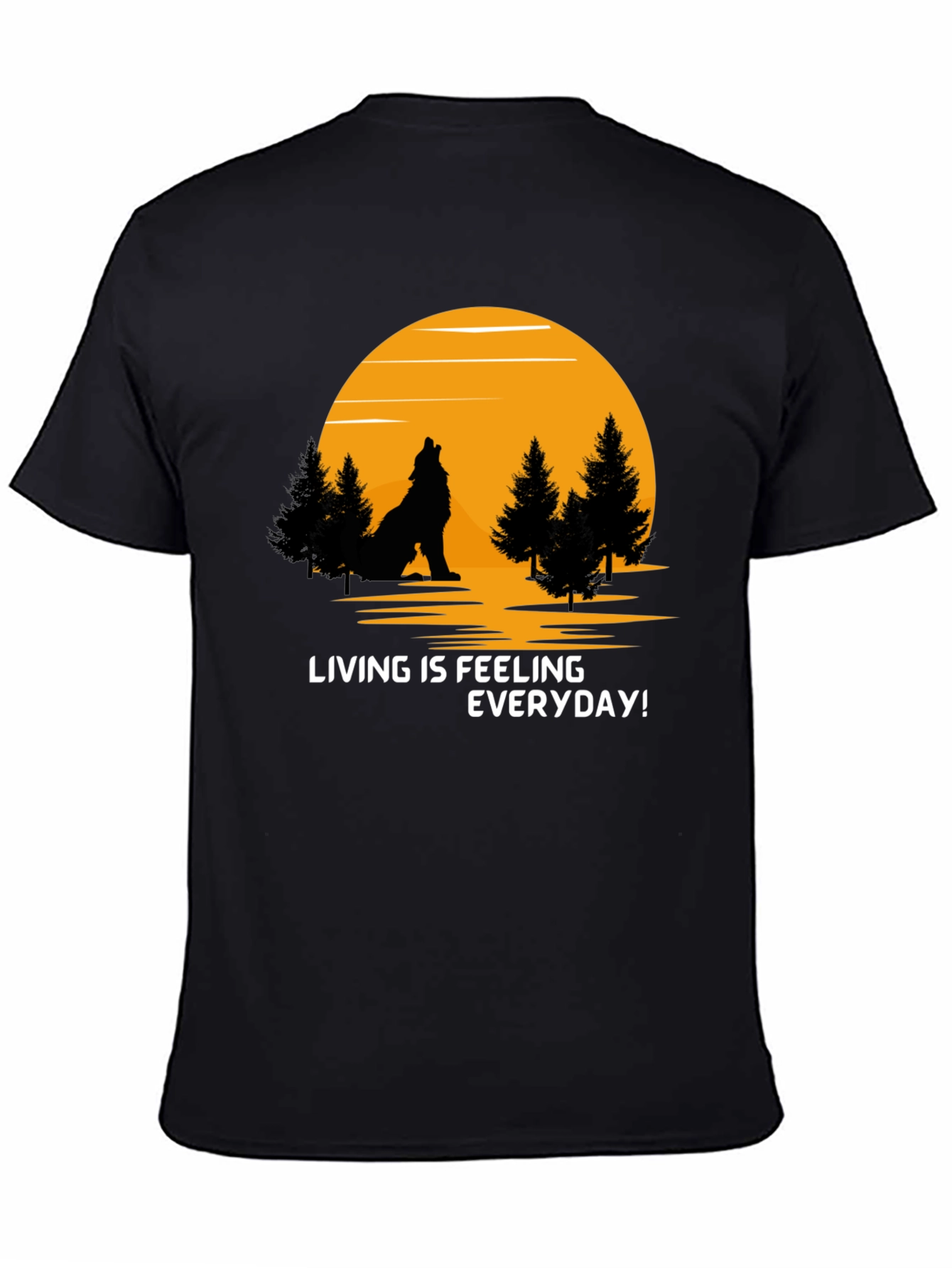 Black Wolf Howling at Moon Graphic T-Shirt view 4