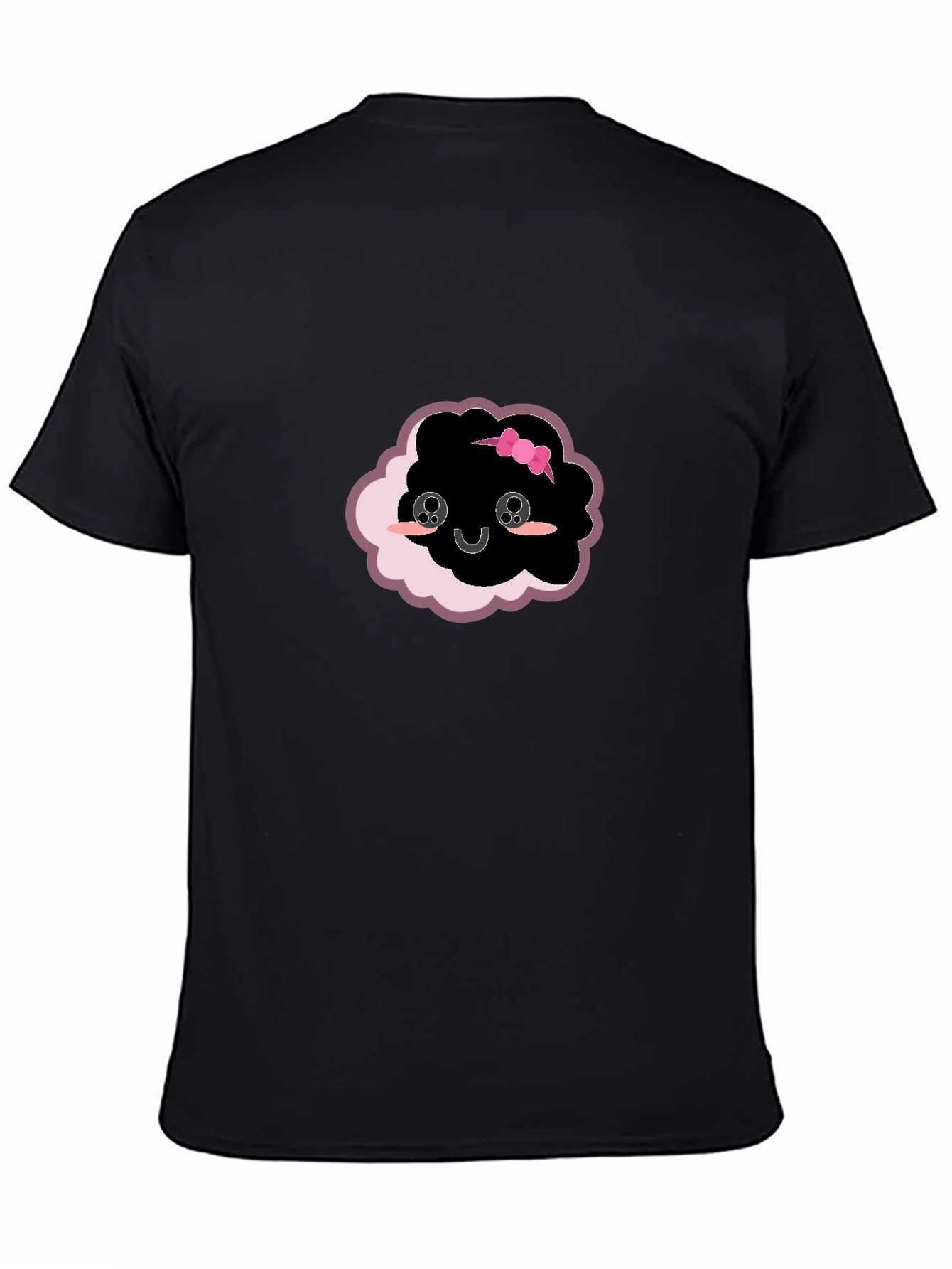 Black Cute Cloud Kawaii T-Shirt - Black view 4