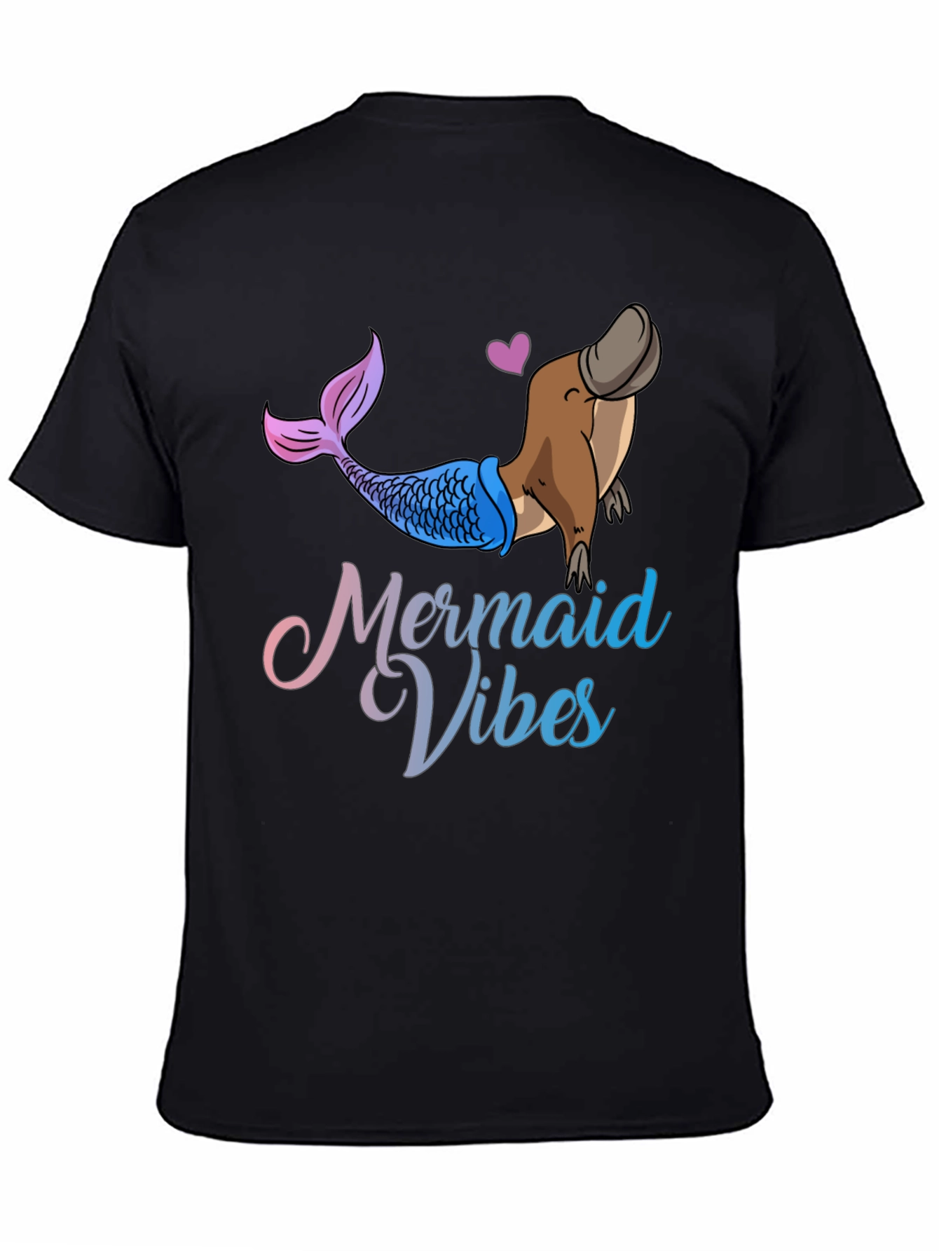 Black Mermaid Vibes Platypus Graphic T-Shirt view 4