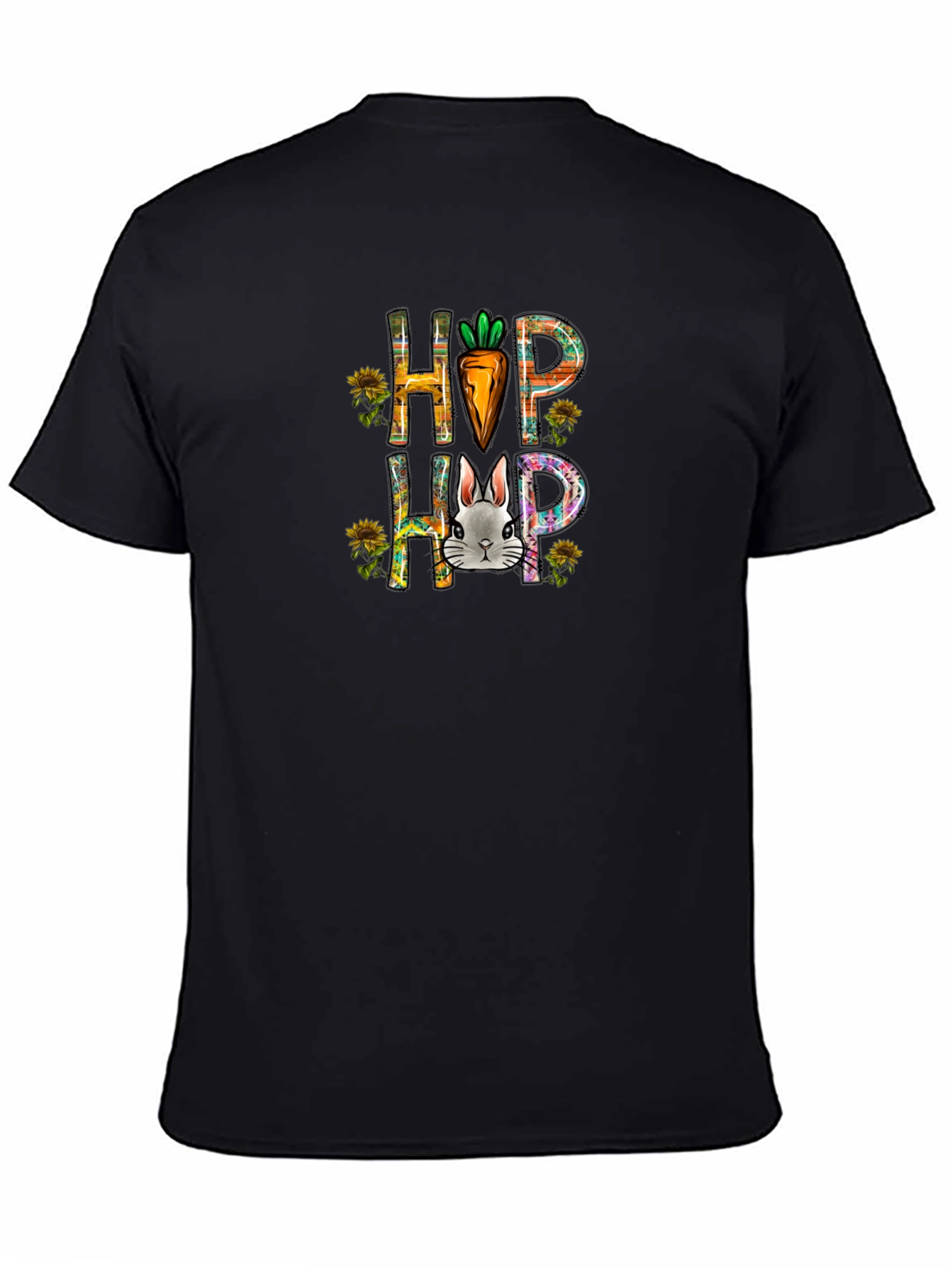 Black Hop Hip Easter Bunny Carrot T-Shirt view 4
