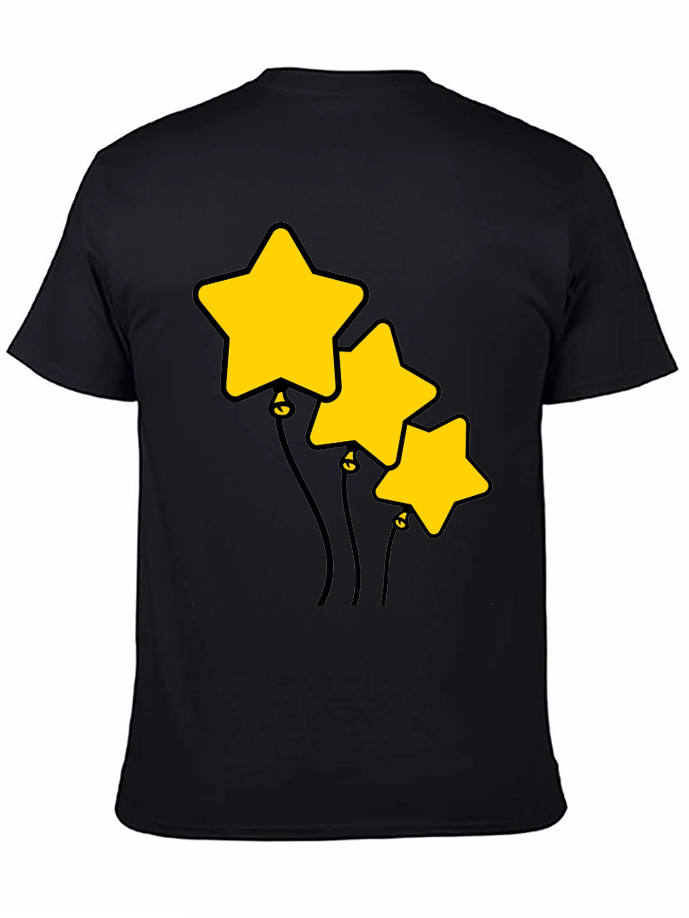 Black Star Balloons Graphic Tee - Black Cotton T-Shirt view 4