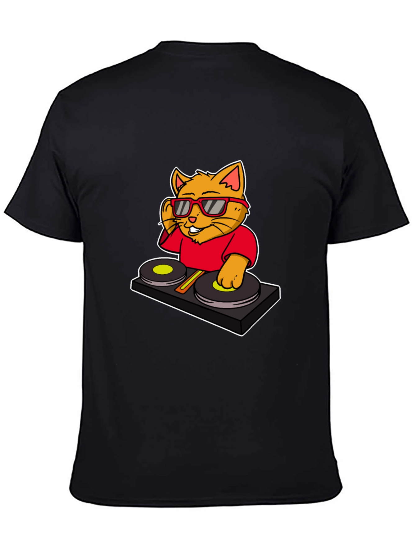 Black DJ Cat Graphic T-Shirt - Cool Music Lover Tee view 4