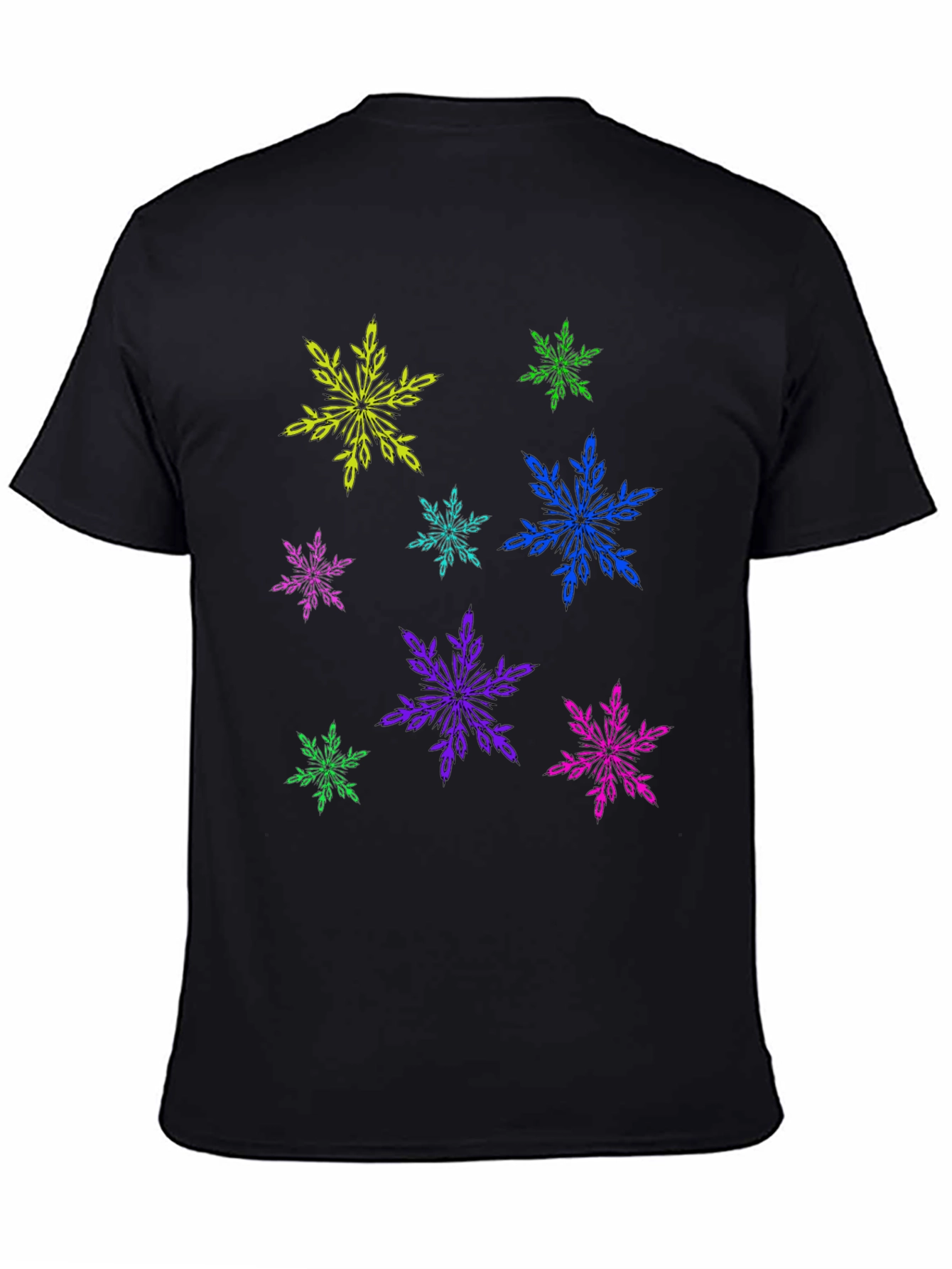 Black Funky Snowflake Graphic Tee - Black view 4
