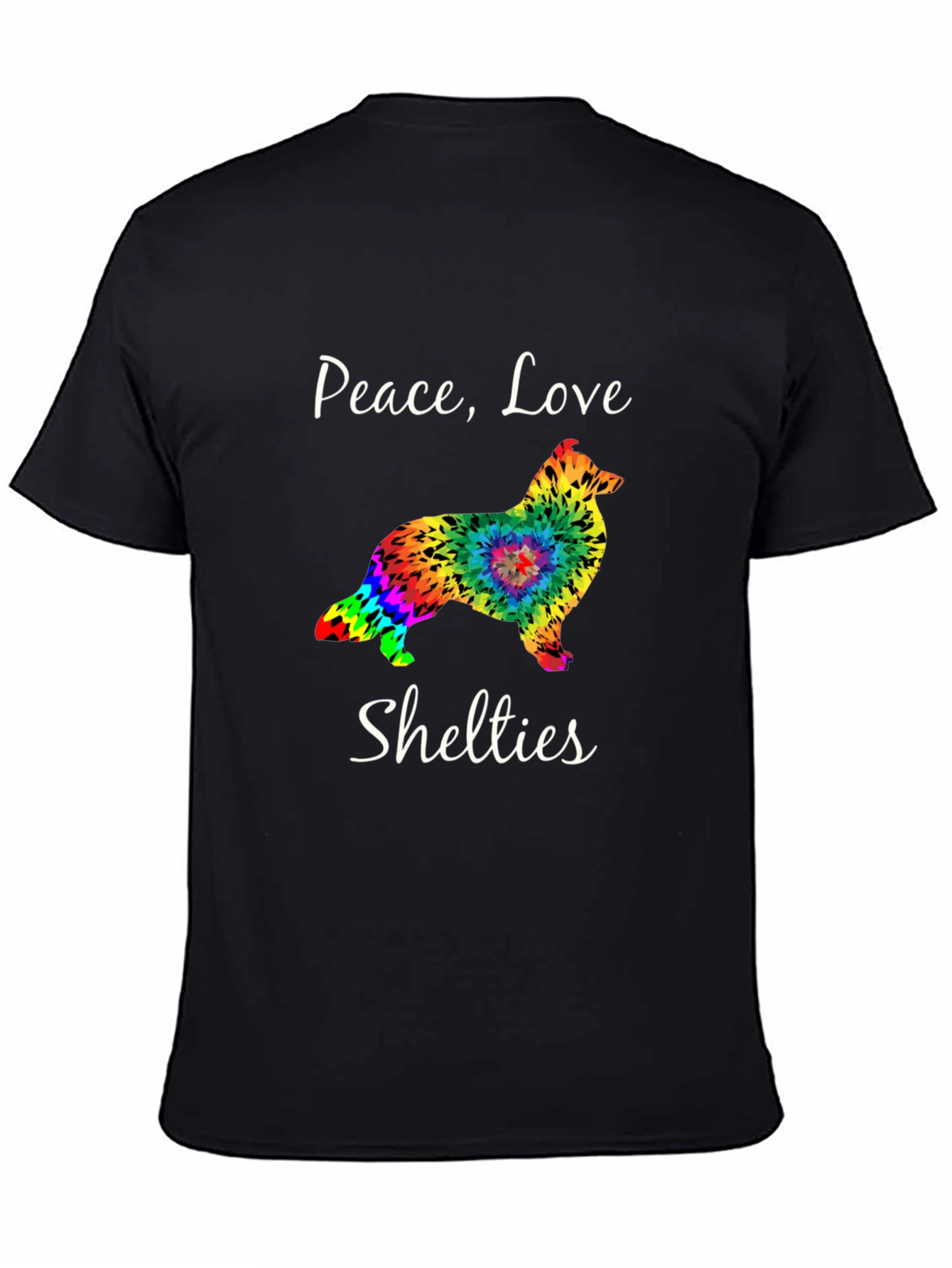 Black Peace Love Shelties T-Shirt - Black view 4