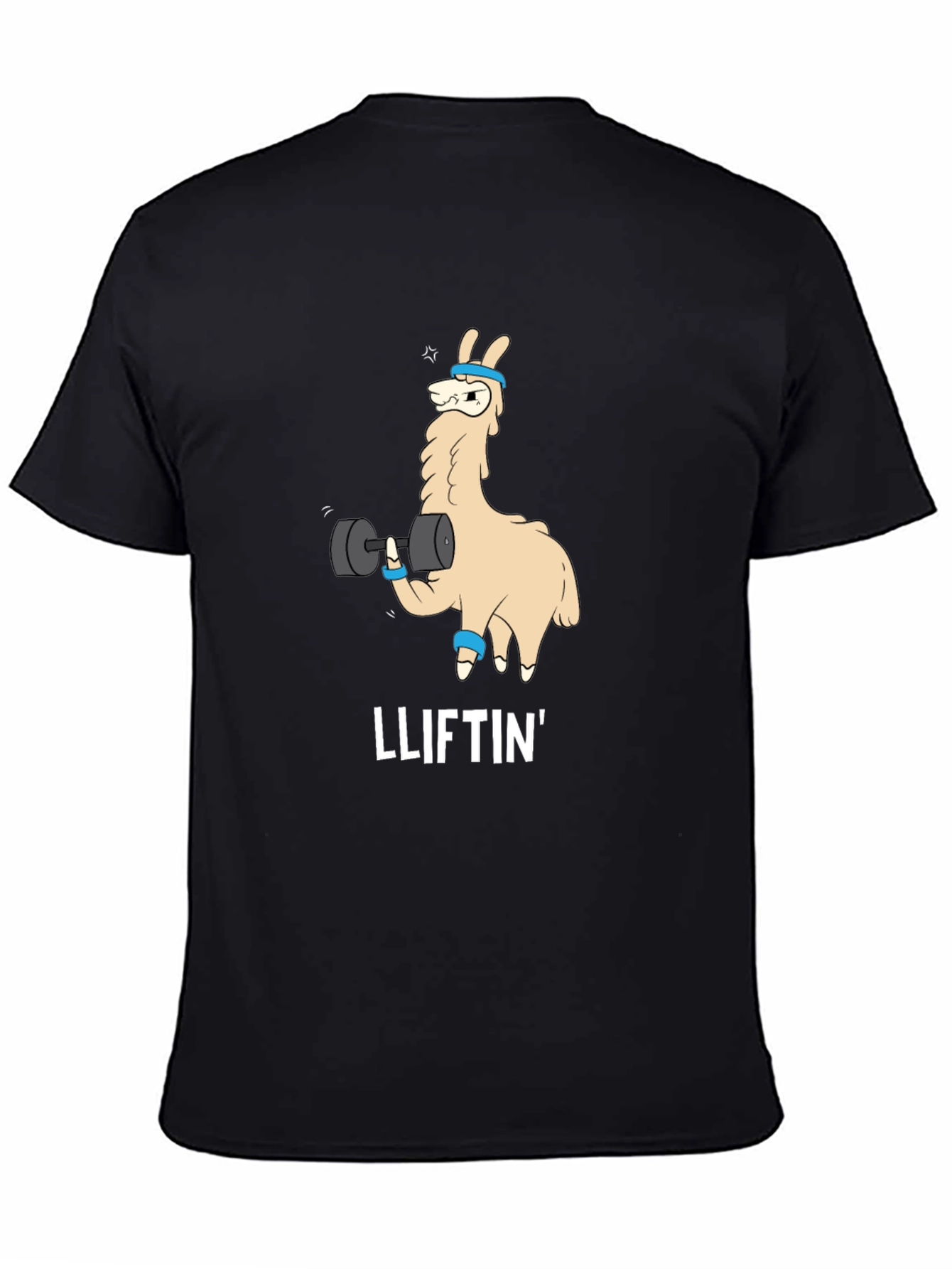 Black Lliftin' Llama Black T-Shirt - Gym Humor Tee view 4