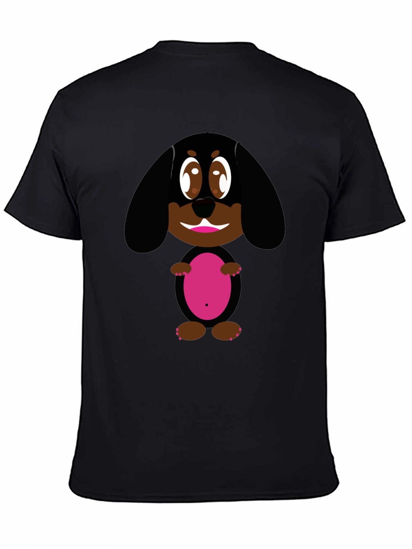 Black Cute Dog Graphic Black T-Shirt view 4