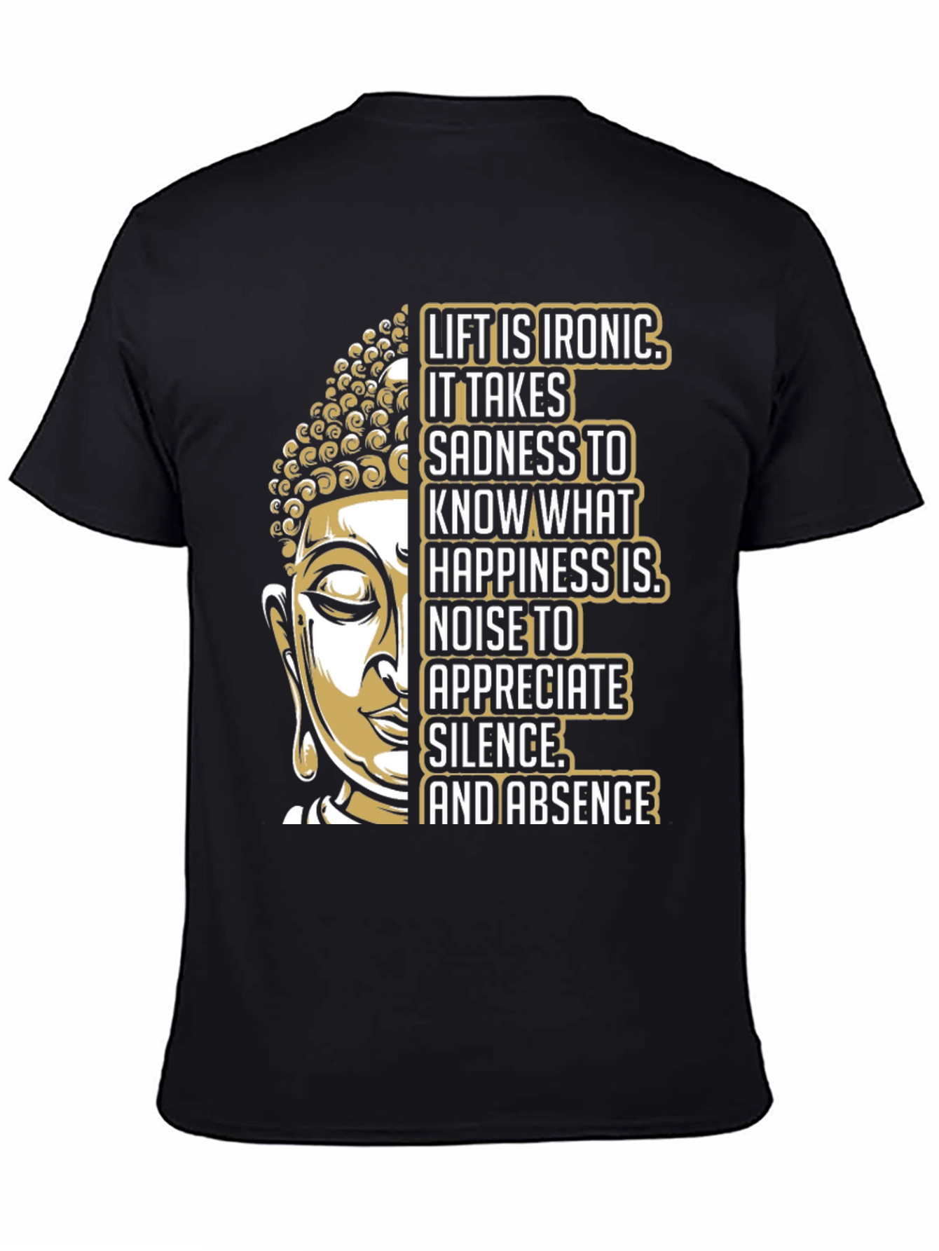 Black Buddha Graphic Print T-Shirt - Ironic Life view 4